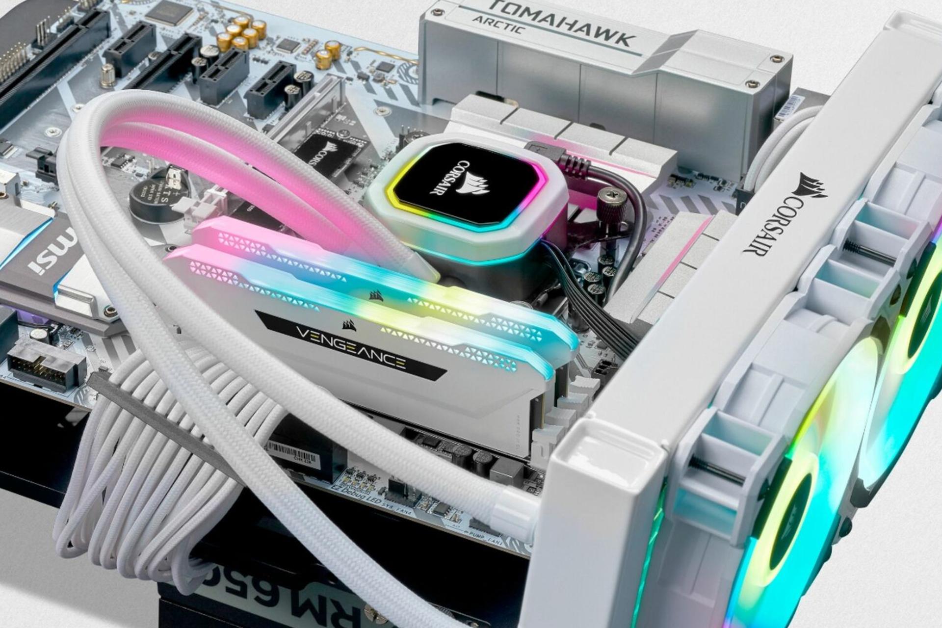 حافظه رم کورسیر VENGEANCE RGB PRO SL ظرفیت 64 گیگابایت (2x32) از نوع DDR4-3200 نمای نزدیک