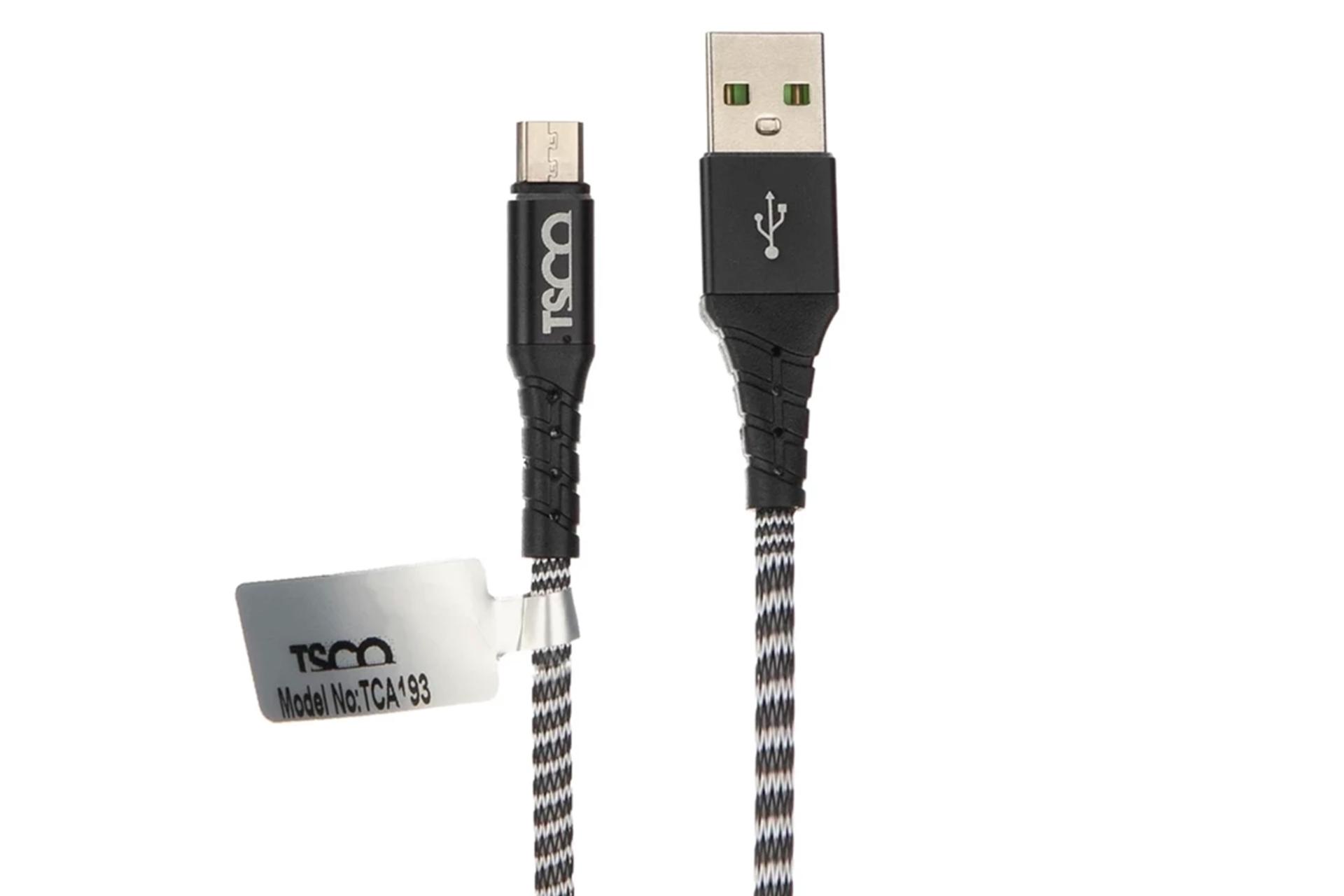 کانکتور کابل شارژ USB تسکو Type-A به Micro-USB مدل TCA 193 با طول 1 متر