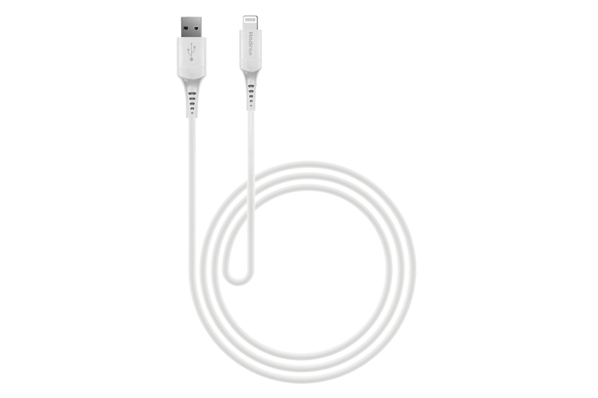 کابل شارژ USB هادرون Type-A به Lightning مدل HTC-A-L01 با طول 1 متر سفید