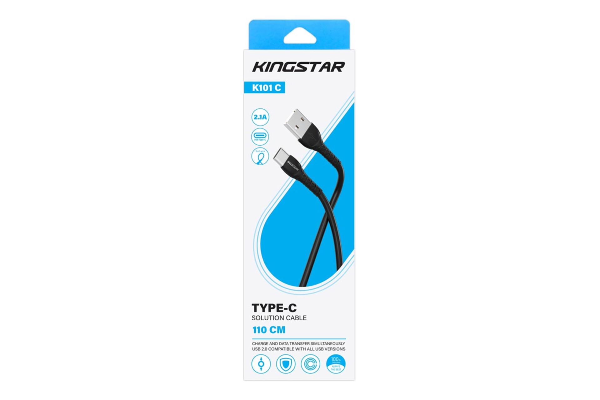 جعبه کابل شارژ USB کینگ استار Type-A به Type-C مدل K101 C با طول 1.1 متر