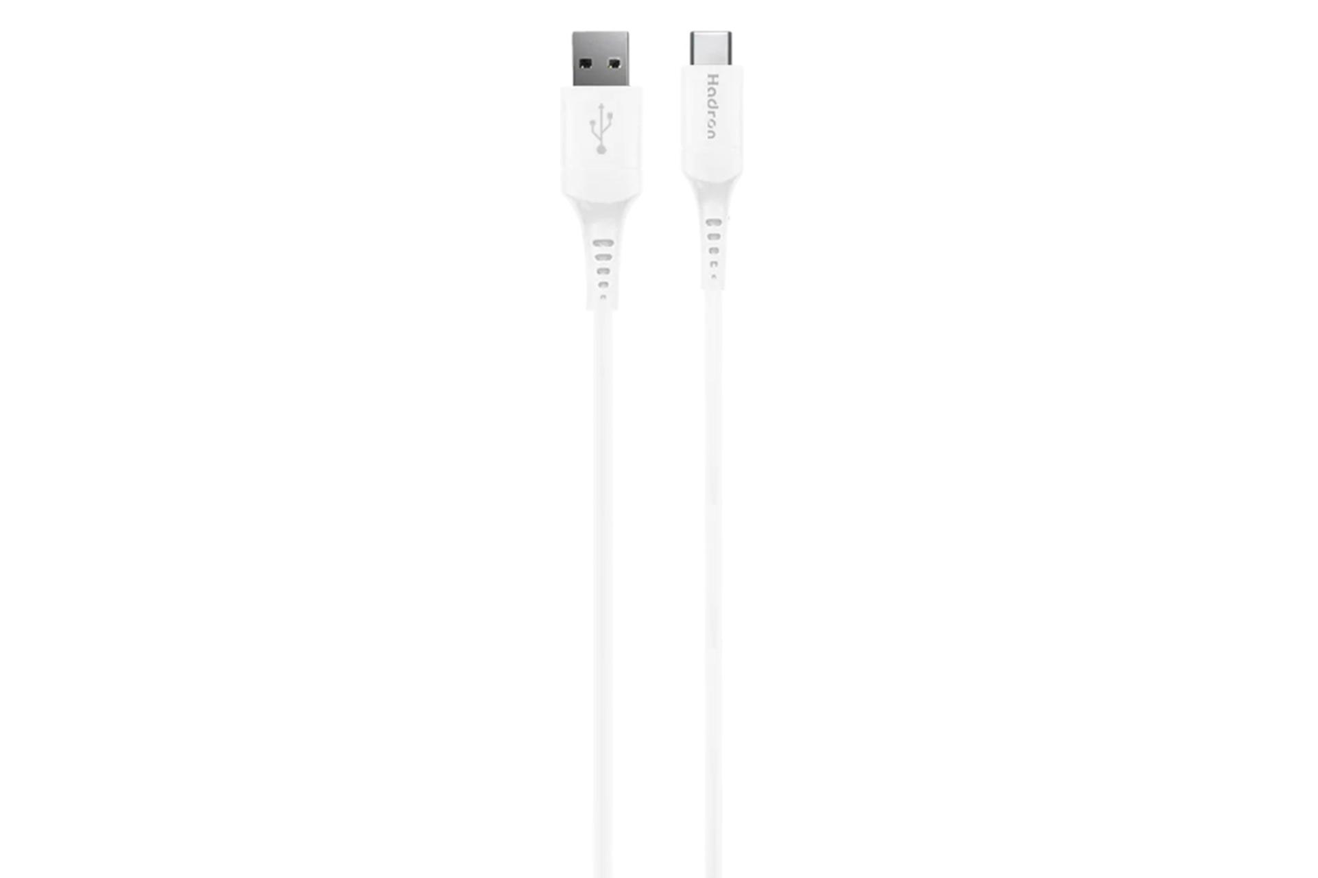 کابل شارژ USB هادرون Type-A به Type-C مدل HTC-A-C01 با طول 1 متر سفید