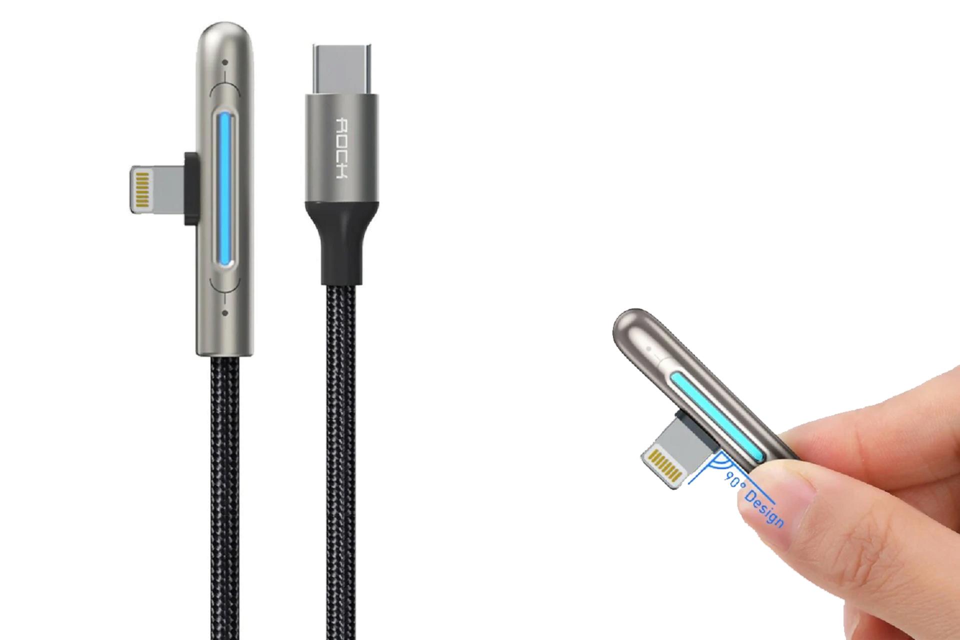 کانکتور کابل شارژ USB راک Type-C به Lightning مدل M3 RCB0811 با طول 2 متر