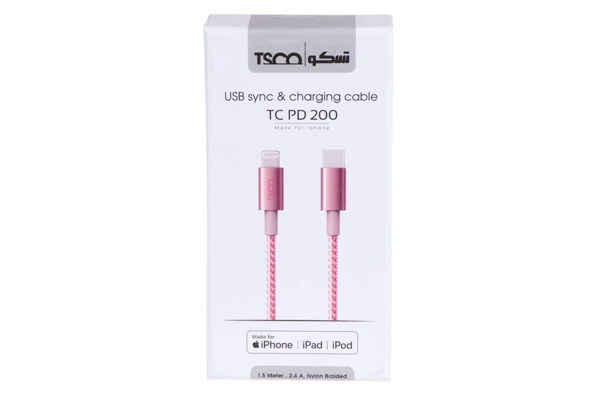 جعبه کابل شارژ USB تسکو Type-C به Lightning مدل PD 200 با طول 1.5 متر