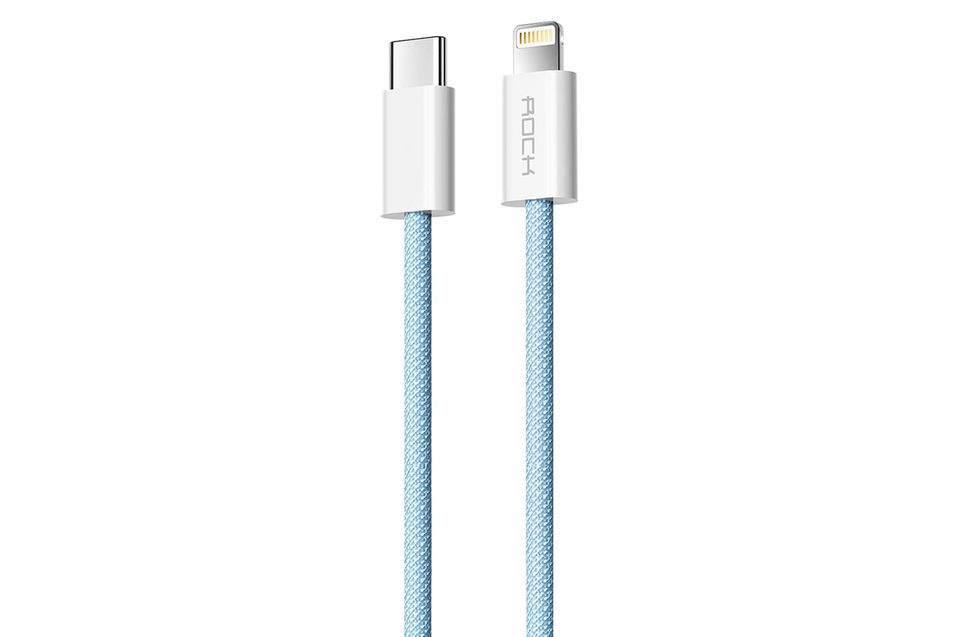 کابل شارژ USB راک Type-C به Lightning مدل Flash Charge Series RCB0817 با طول 1 متر آبی