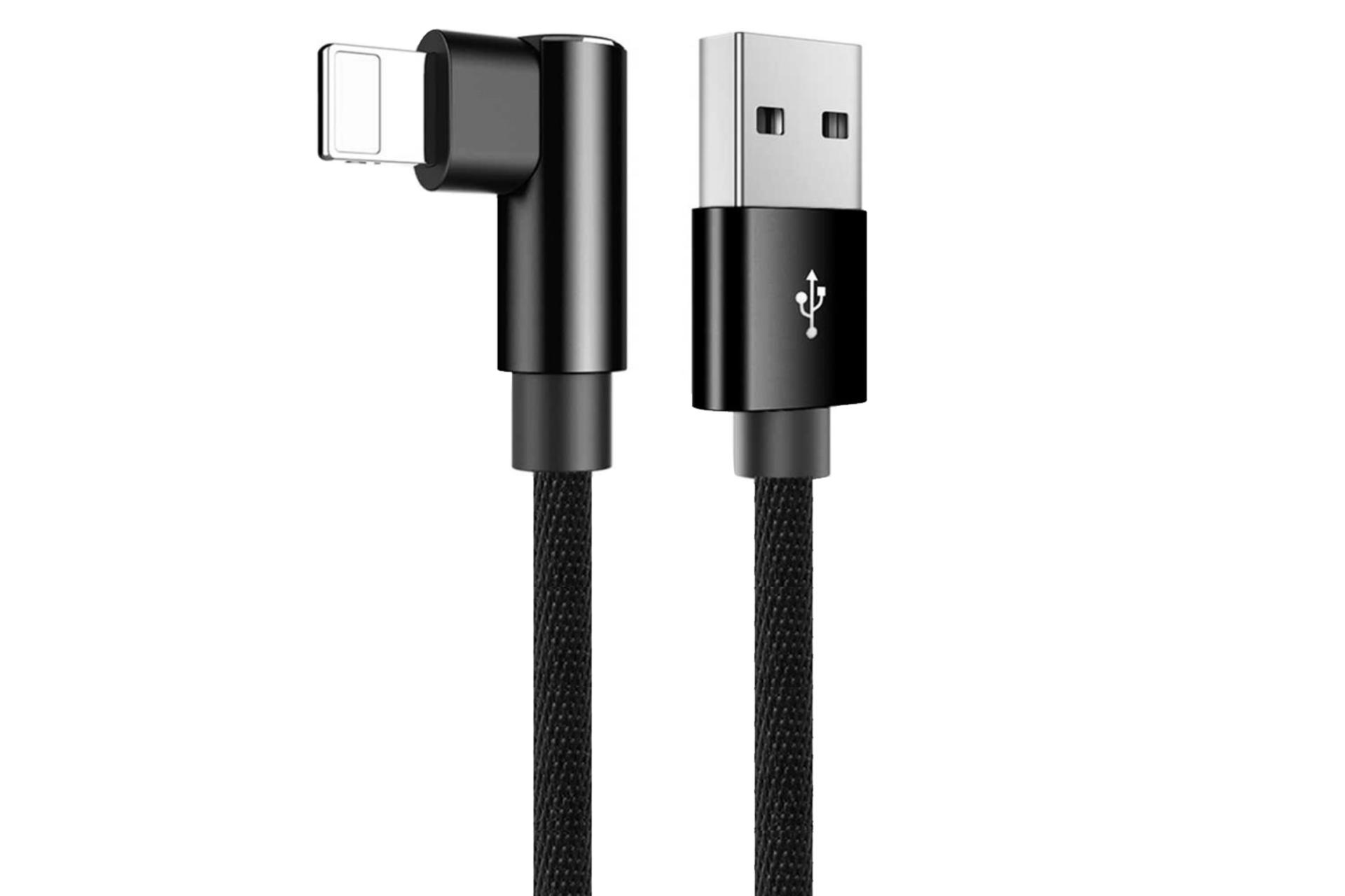 کابل شارژ USB راک USB به Lightning مدل L-shape Lightning RCB0600 با طول 1.2 متر مشکی