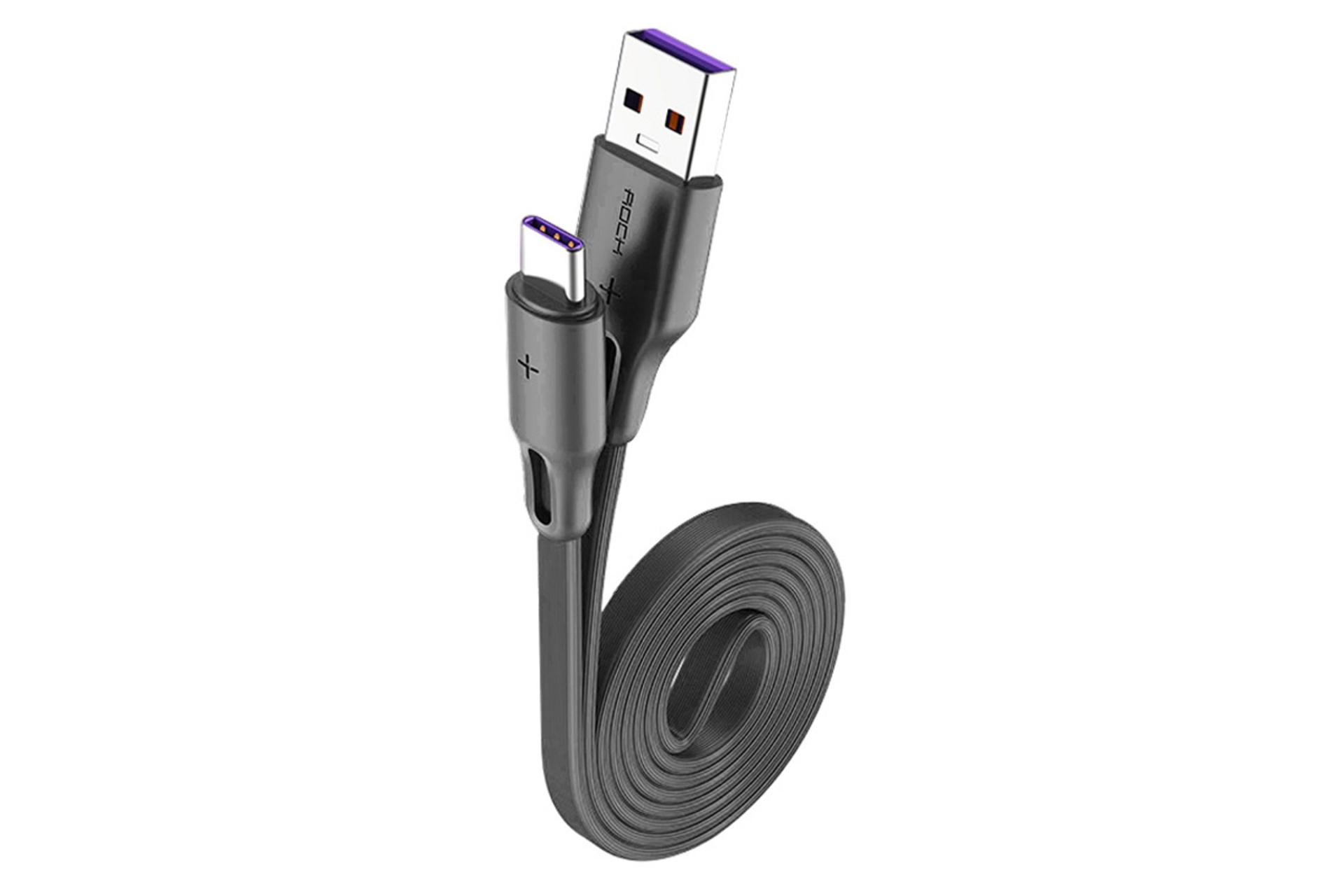 کابل شارژ USB راک USB به Type-C مدل S1 RCB0740 با طول 1 متر مشکی