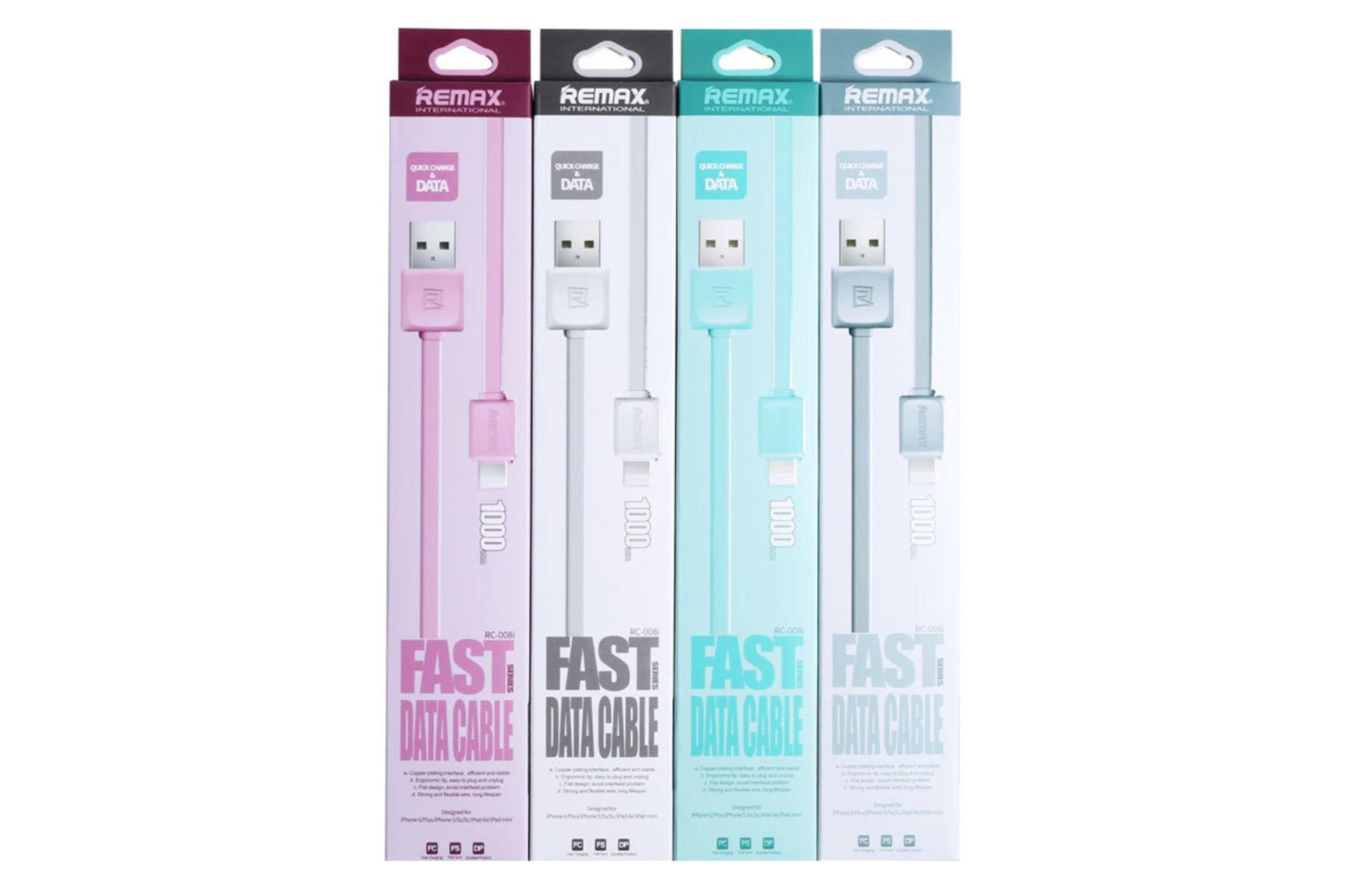جعبه کابل شارژ USB ریمکس USB به Lightning مدل RC-008i با طول 1 متر