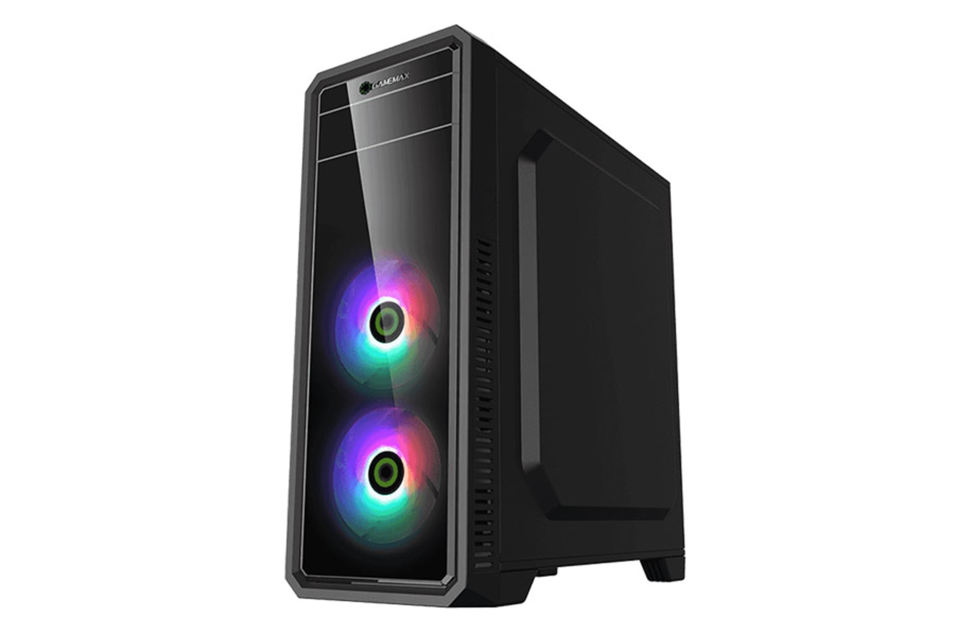 نمای نیم رخ جلو و سمت راست کیس کامپیوتر گیم مکس G561-FRGB