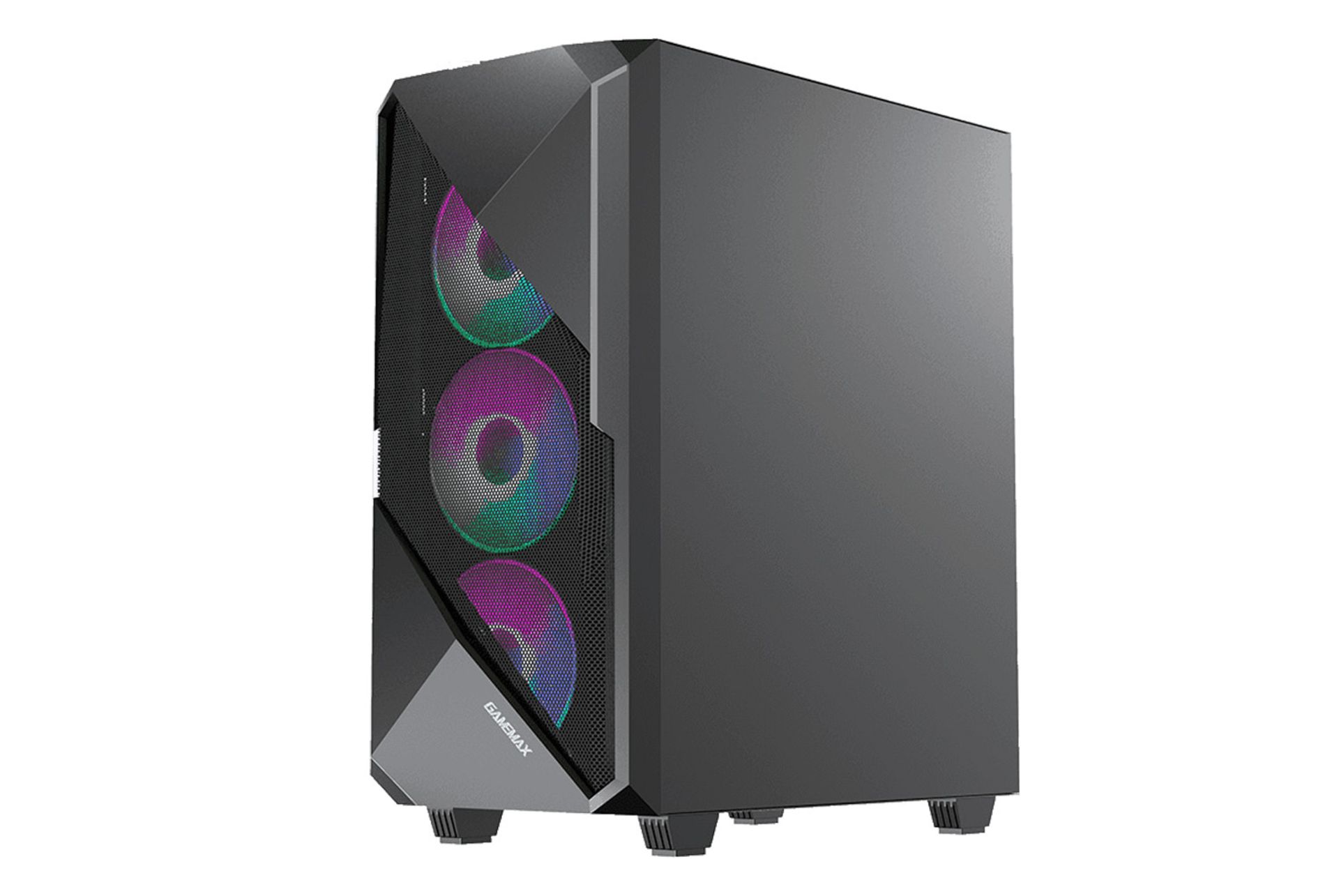 نمای نیم رخ جلو و سمت راست کیس کامپیوتر گیم مکس Revolt