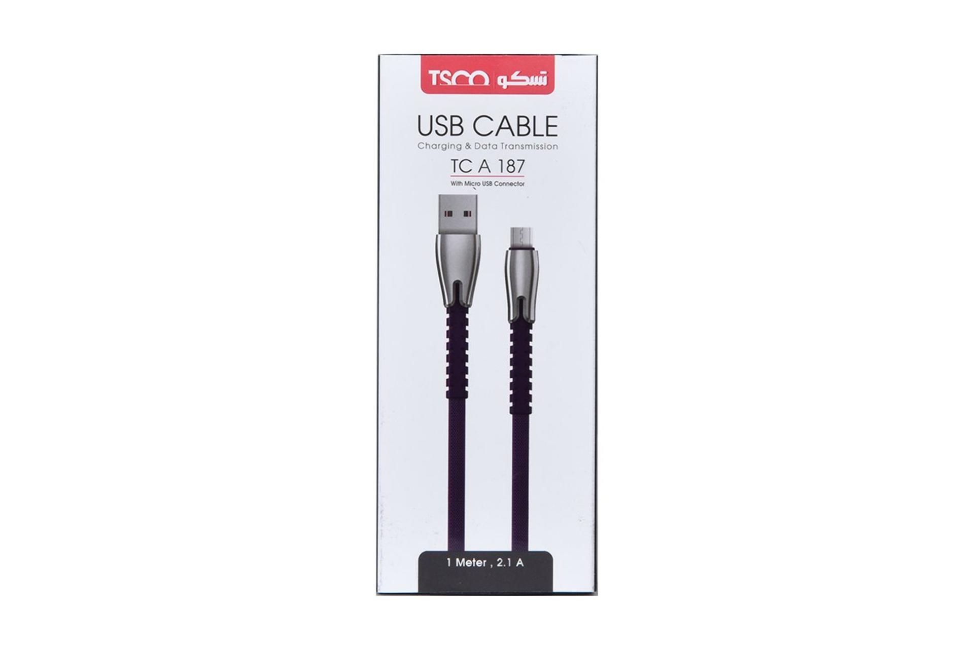 جعبه کابل شارژ USB تسکو USB به Micro-USB مدل TC A187 با طول 1 متر