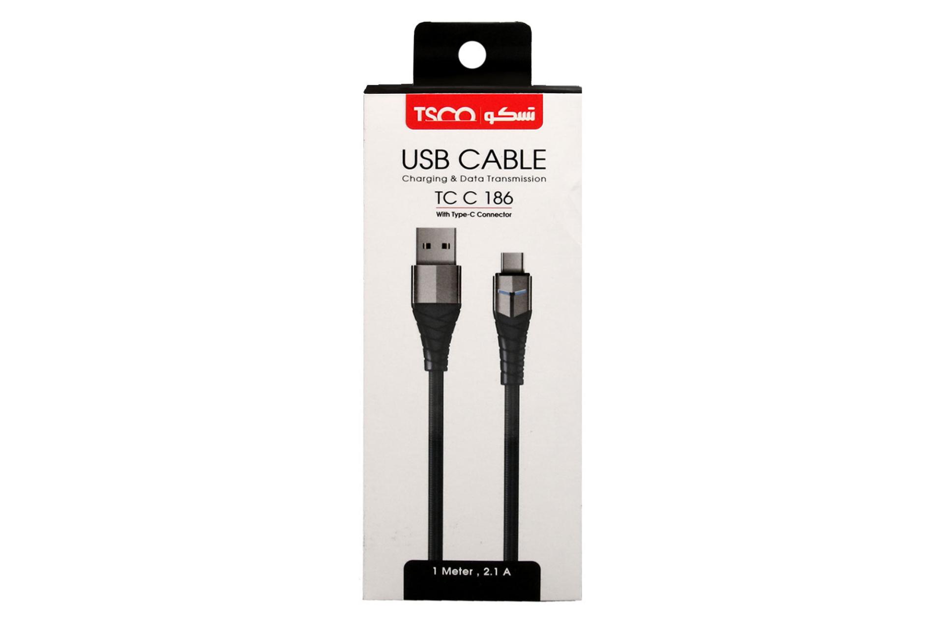 جعبه کابل شارژ USB تسکو USB به Type-C مدل TC C186 با طول 1 متر