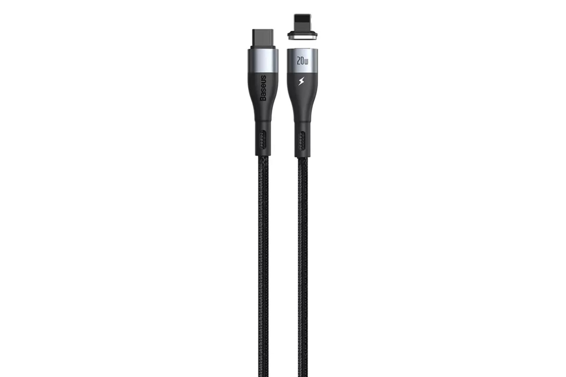 کابل شارژ USB باسئوس Type-C به Lightning مدل Zinc Magnetic با طول 2 متر مشکی