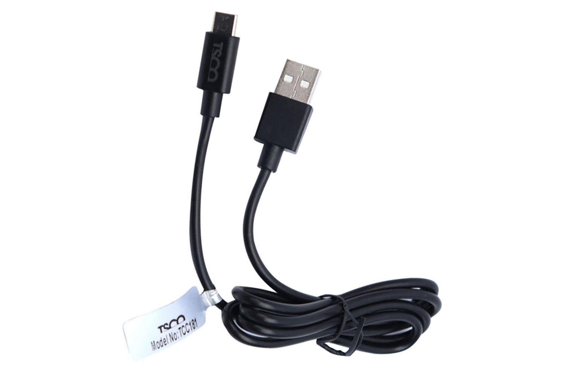 کابل شارژ USB تسکو USB به Type-C مدل TC C181 با طول 1 متر مشکی