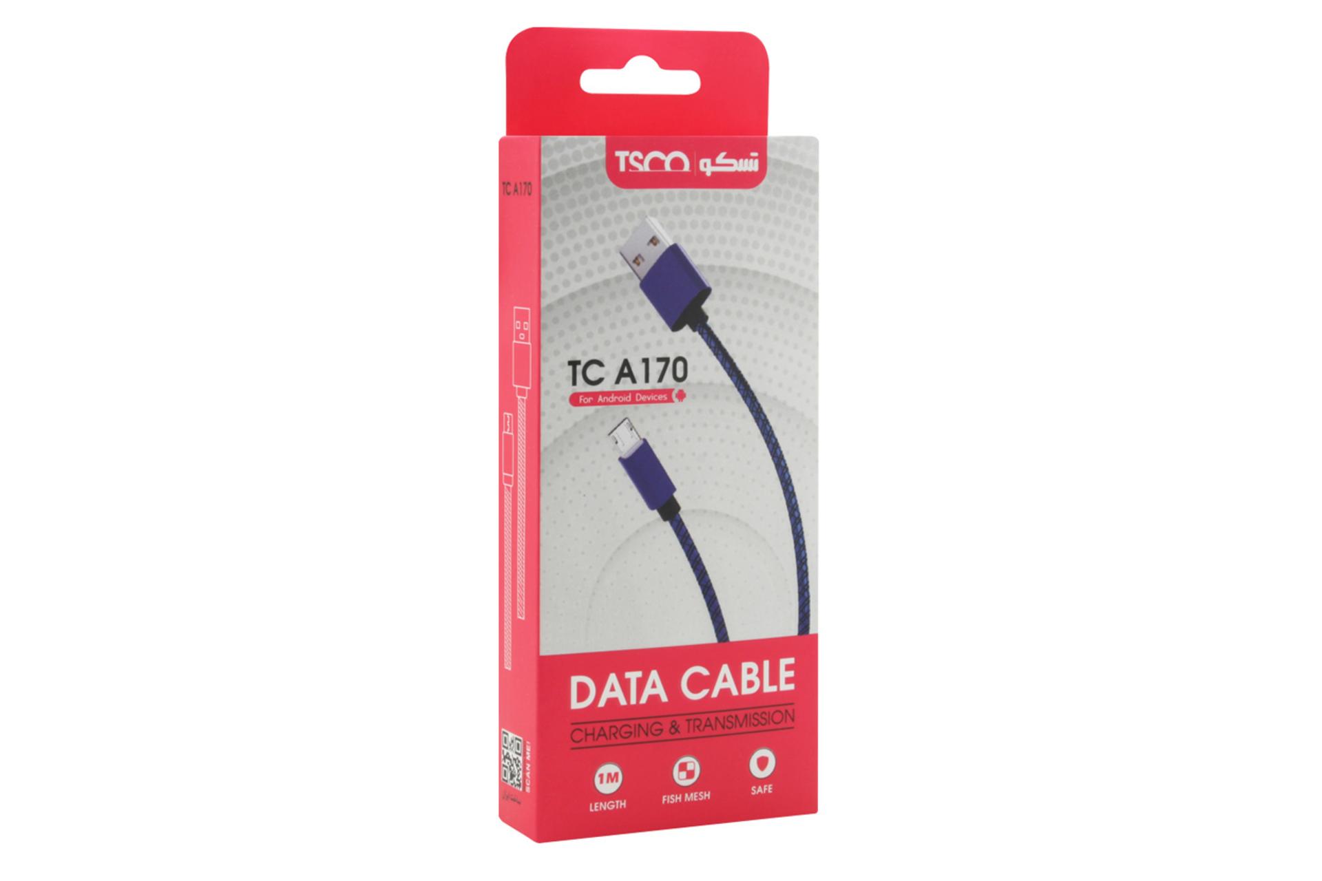 جعبه کابل شارژ USB تسکو USB به Micro-USB مدل TC A170 با طول 1 متر