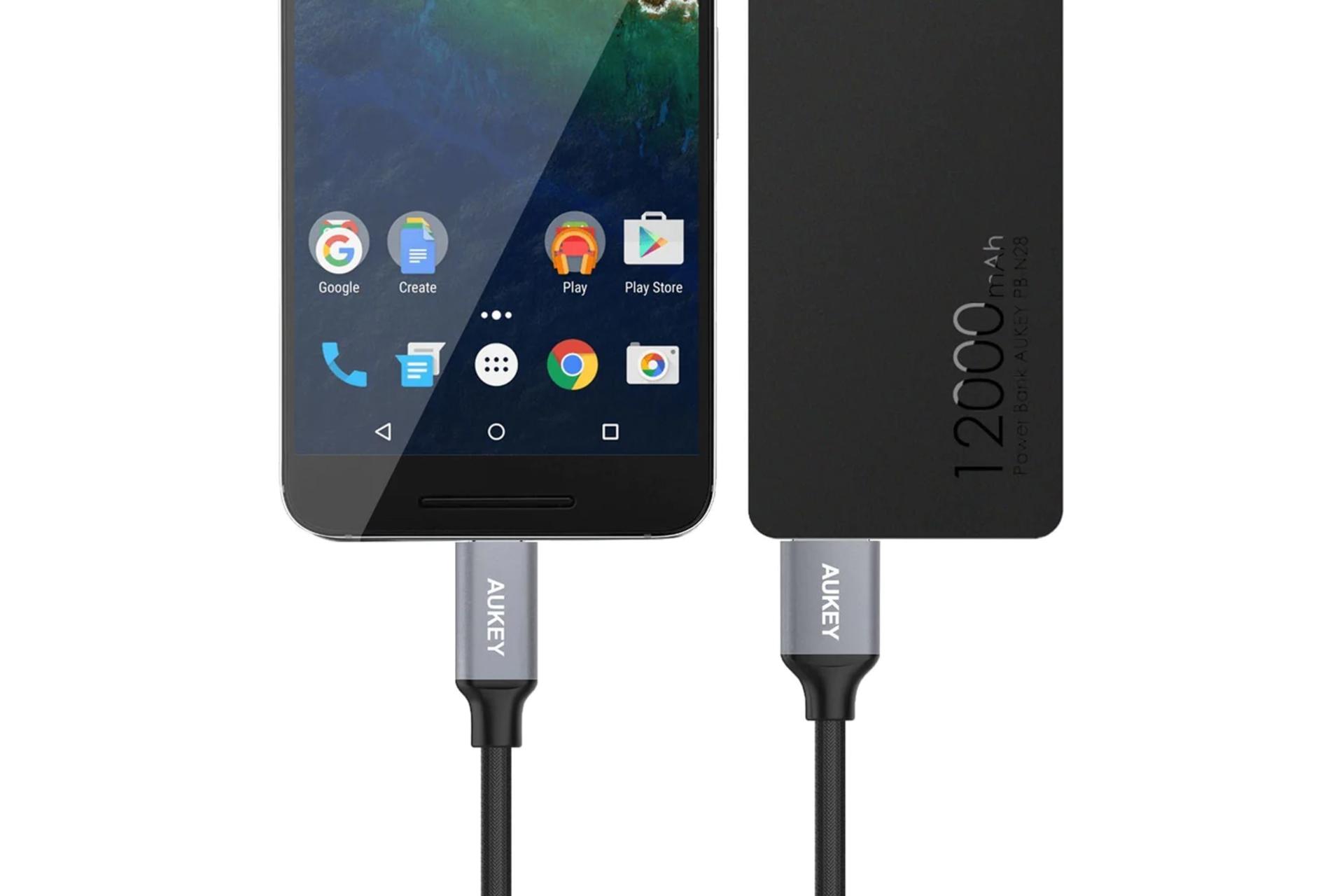 کانکتور کابل شارژ USB آکی USB به Type-C مدل CB-CMD1 با طول 1 متر