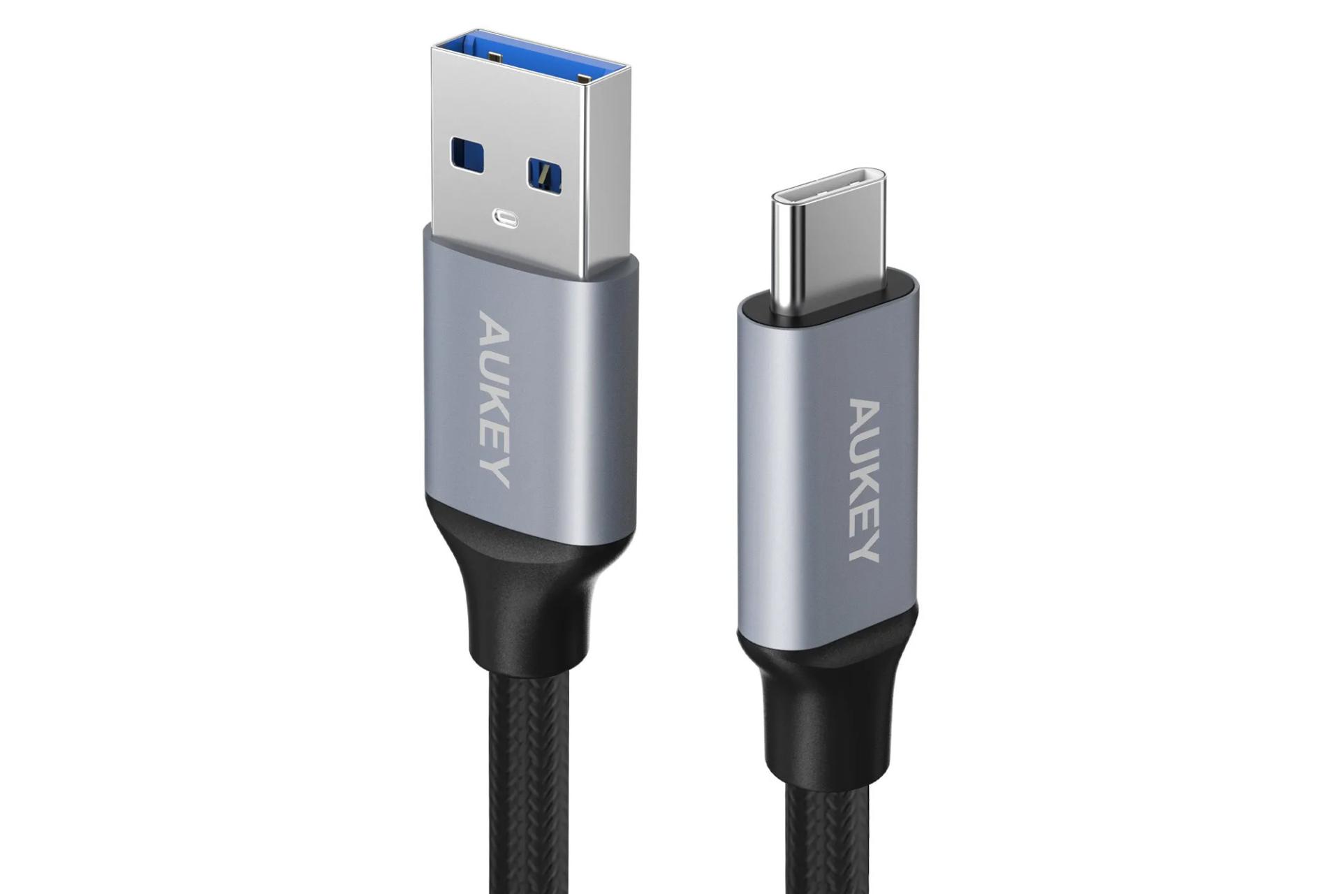کانکتور کابل شارژ USB آکی Aukey CB-CD2 Type-A to Type-C 1m به Type-C مدل CB-CD2 با طول 1 متر