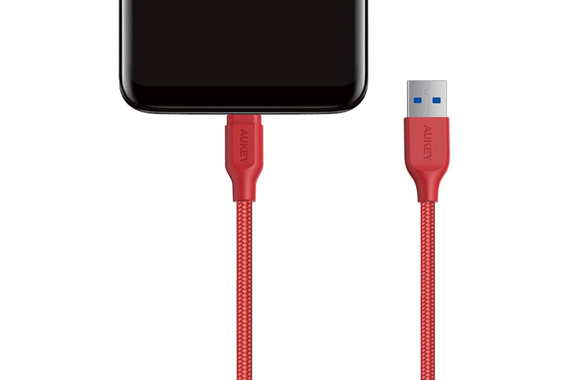 کابل شارژ USB آکی USB به Type-C مدل CB-AC2 با طول 2 متر قرمز