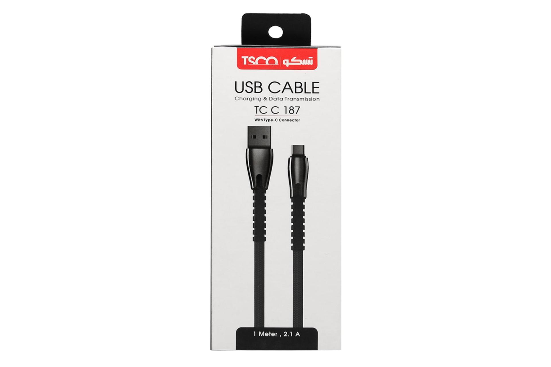جعبه کابل شارژ USB تسکو USB به Type-C مدل TC C187 با طول 1 متر