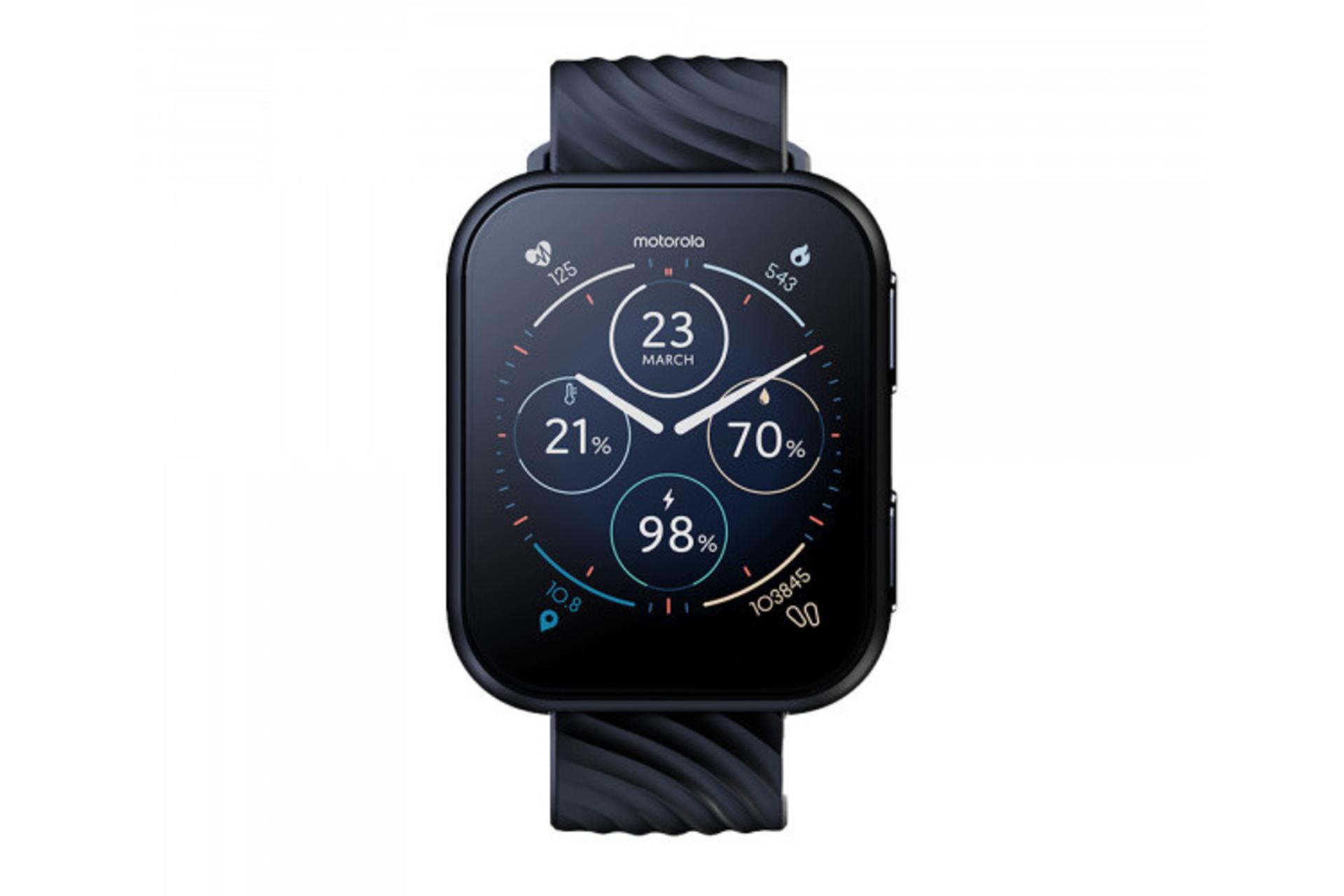 نمای روبرو ساعت هوشمند موتورولا موتو واچ Motorola Moto Watch 200 مشکی