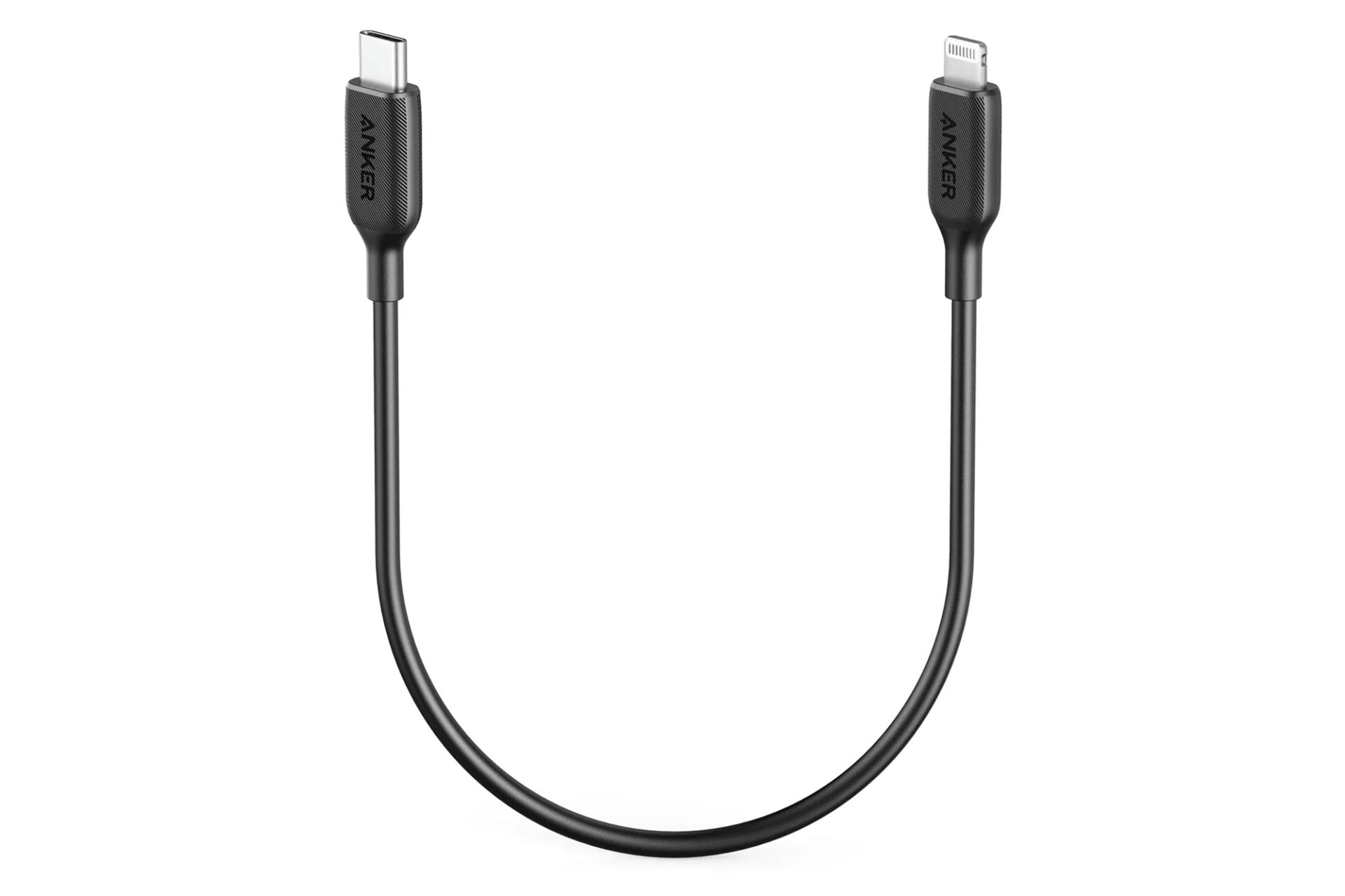 کابل شارژ USB انکر Type-C به Lightning مدل A8831 PowerLine III با طول 0.3 متر مشکی