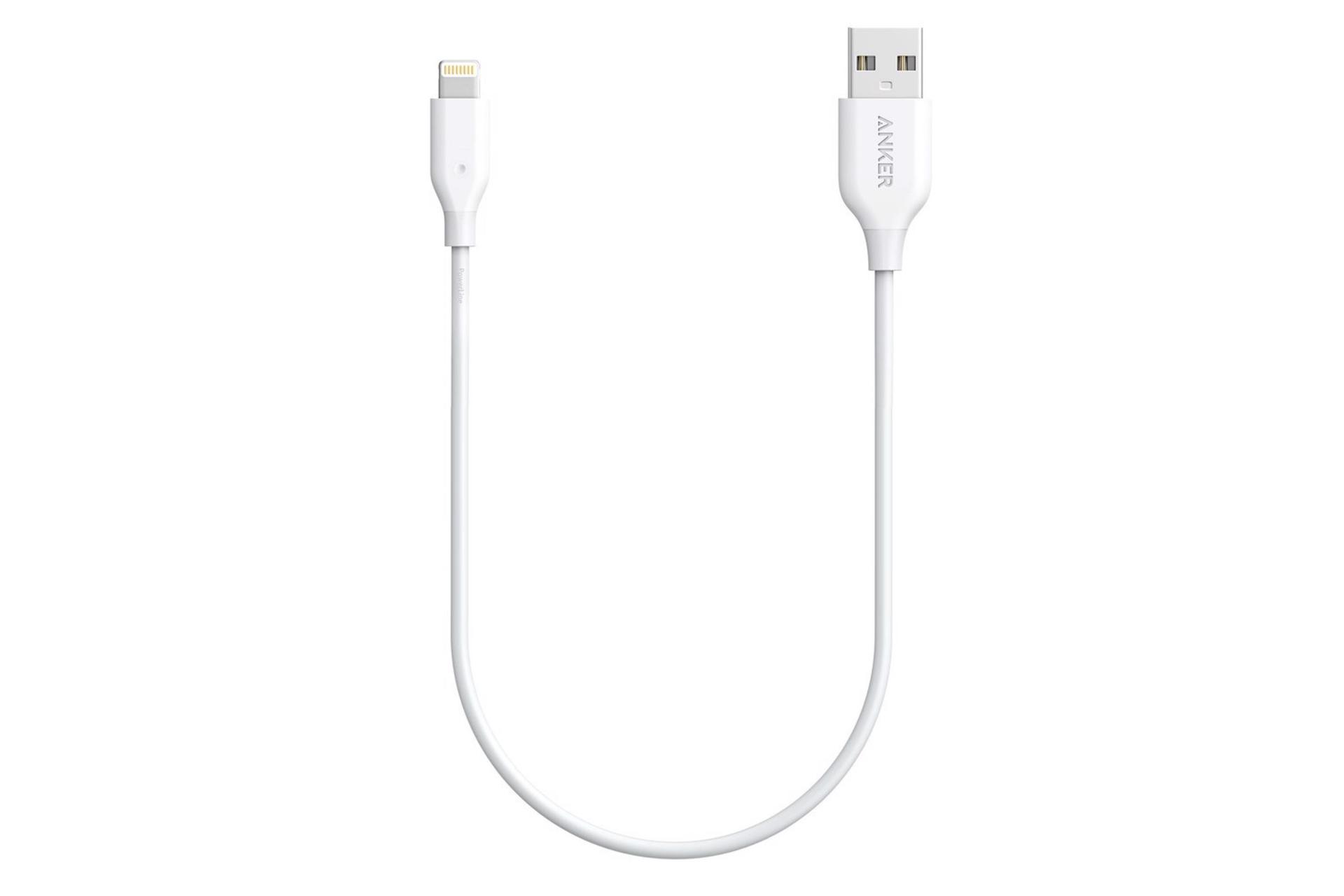 کابل شارژ USB انکر USB به Lightning مدل PowerLine A8114 با طول 0.3 متر سفید