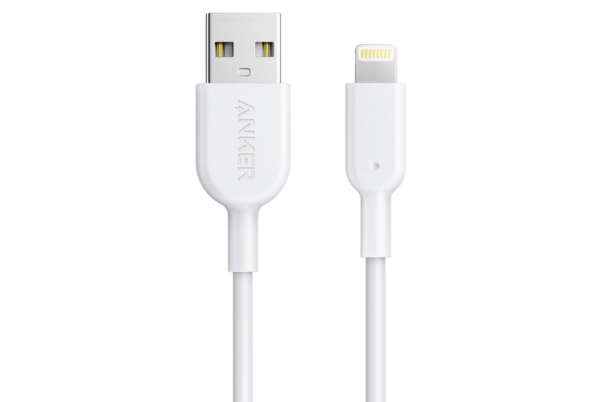 کابل شارژ USB انکر USB به Lightning مدل A8431 PowerLine II با طول 0.3 متر سفید