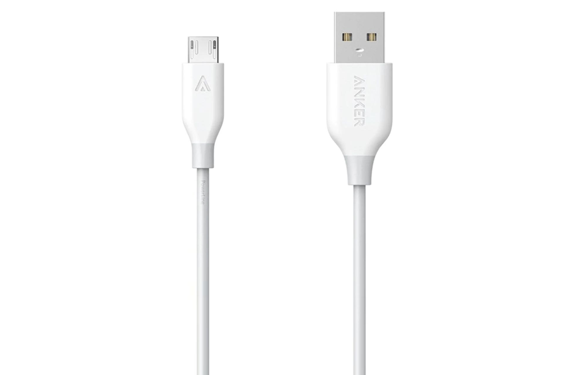 مرجع متخصصين ايران كابل شارژ USB انكر USB به Micro-USB مدل A8132 PowerLine با طول 0.9 متر سفيد