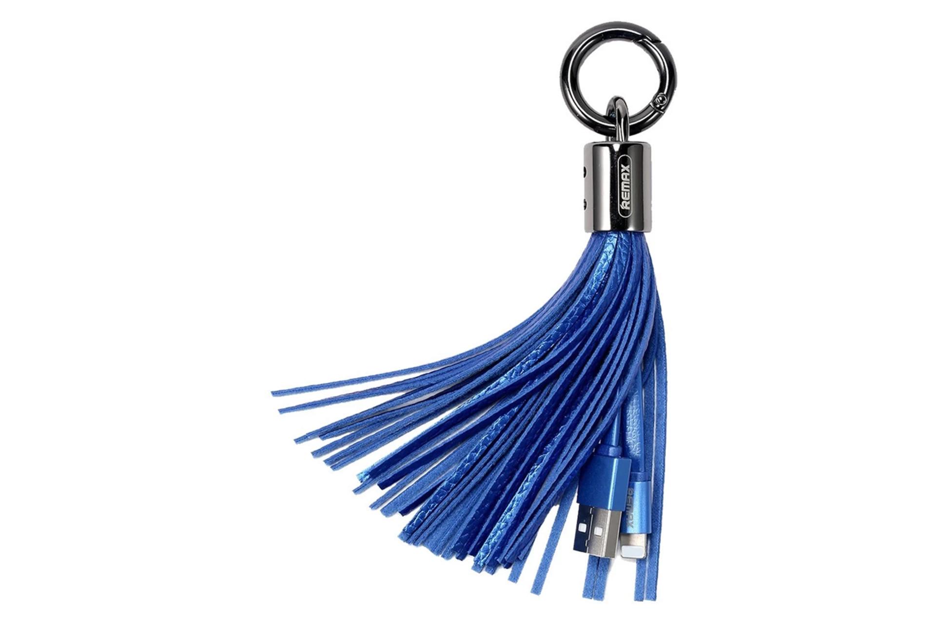 کابل شارژ USB ریمکس Type-A به Lightning مدل RC-053i Tassels Ring Series با طول 0.15 متر آبی