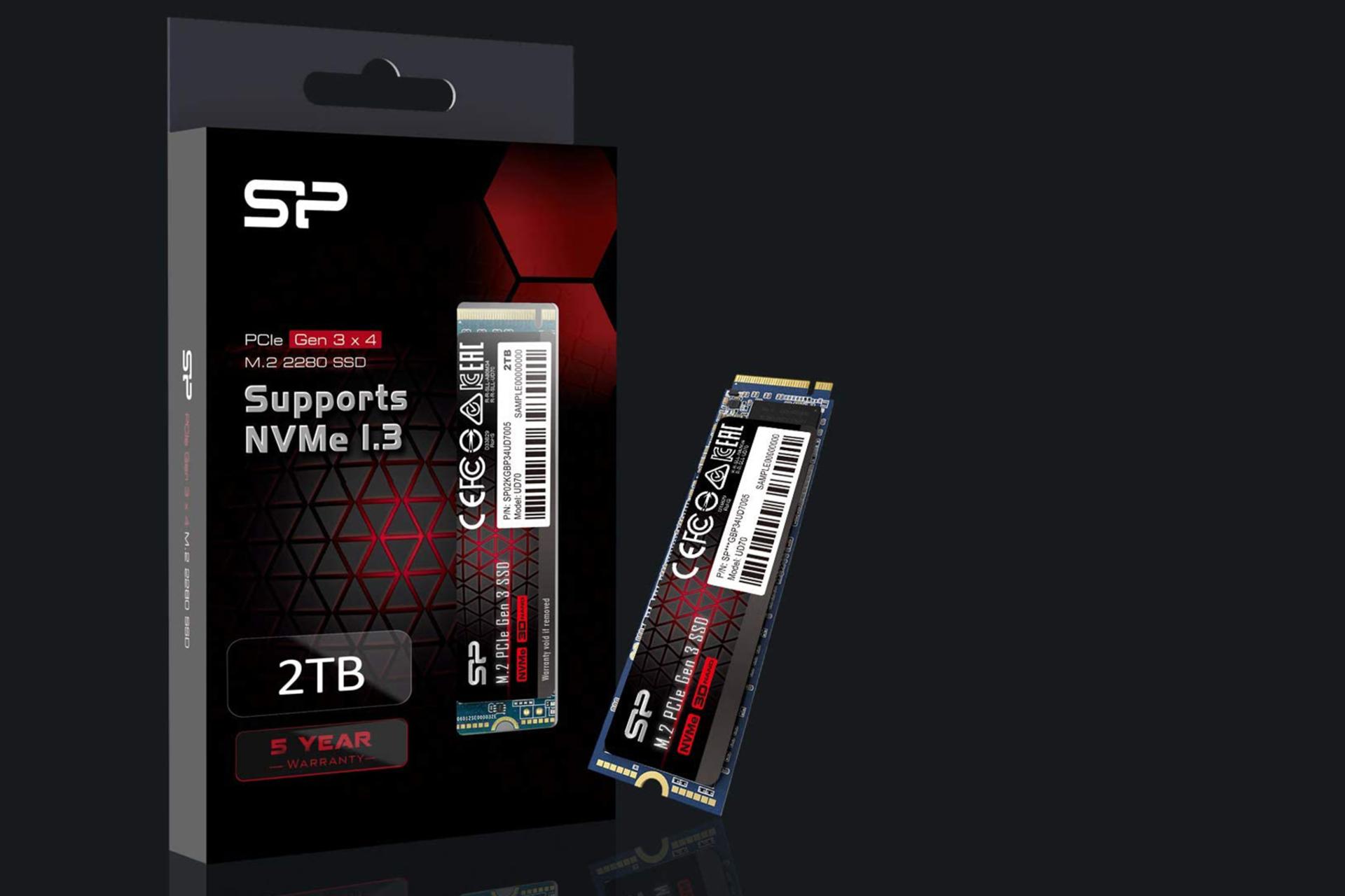 نمای با جعبه و بدون جعبه ssd مدل Silicon Power UD70