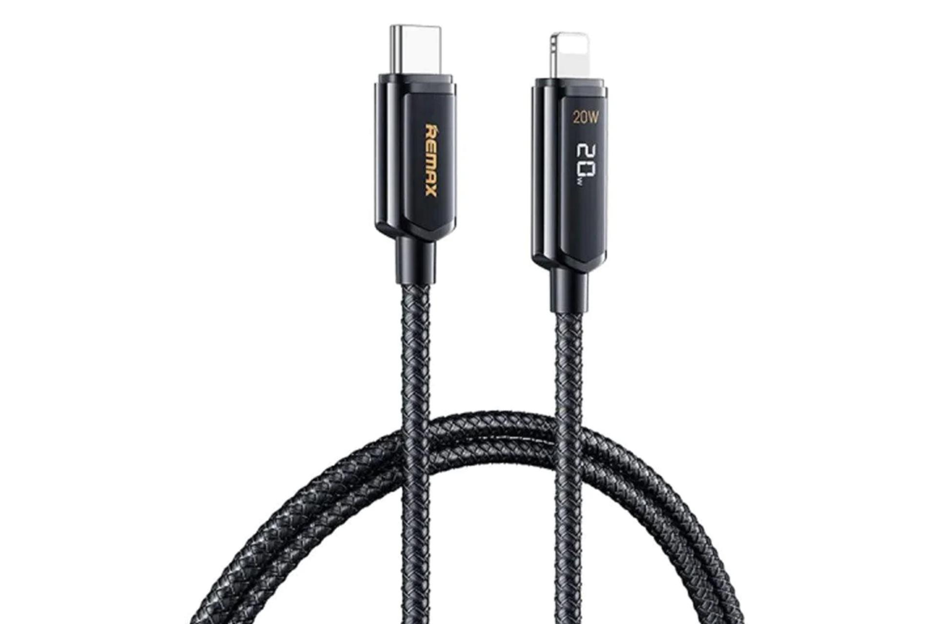کابل شارژ USB ریمکس Type-C به Lightning مدل RC-128i Remine Series با طول 1.2 متر مشکی