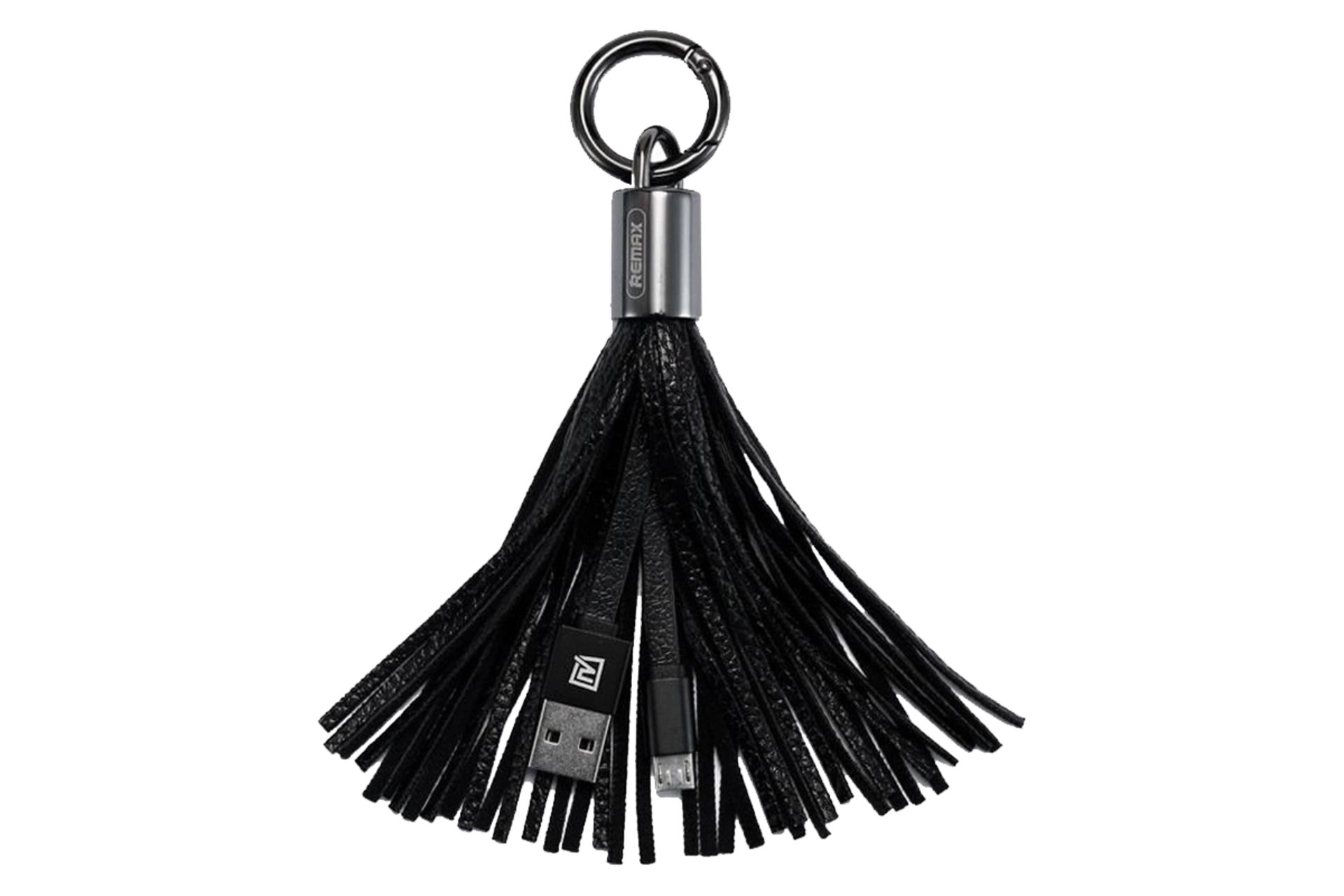 کابل شارژ USB ریمکس Type-A به Micro-USB مدل RC-053m Tassels Ring Series با طول 0.15 متر مشکی