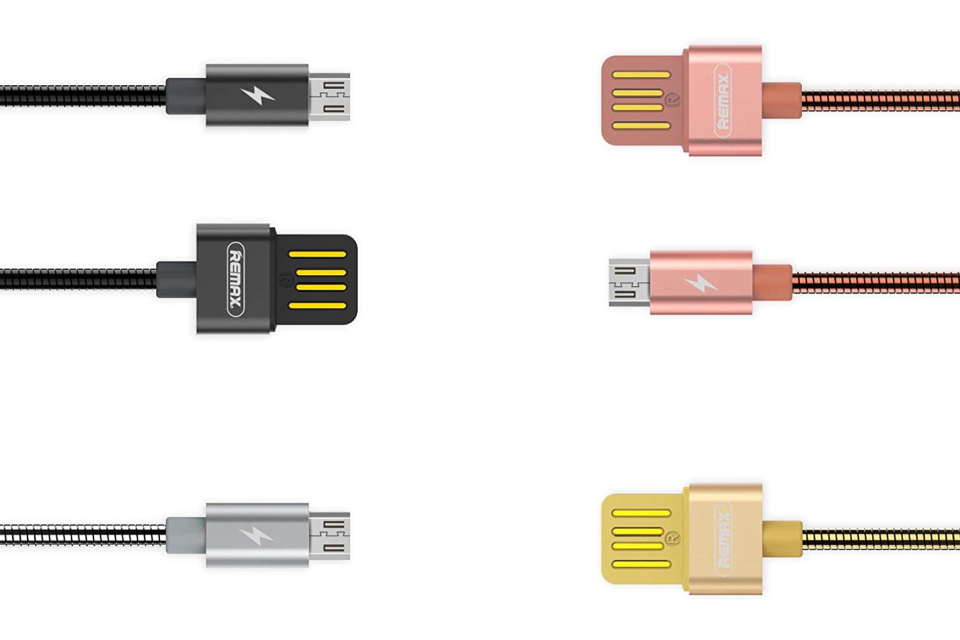 رنگ بندی کابل شارژ USB ریمکس USB به Micro-USB مدل RC-080m با طول 1 متر