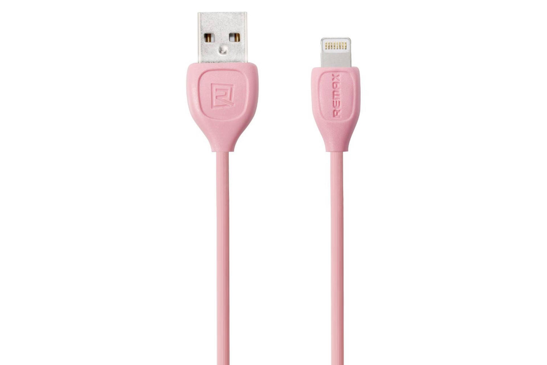 کابل شارژ USB ریمکس USB به Lightning مدل LESU RC-050i با طول 1 متر صورتی