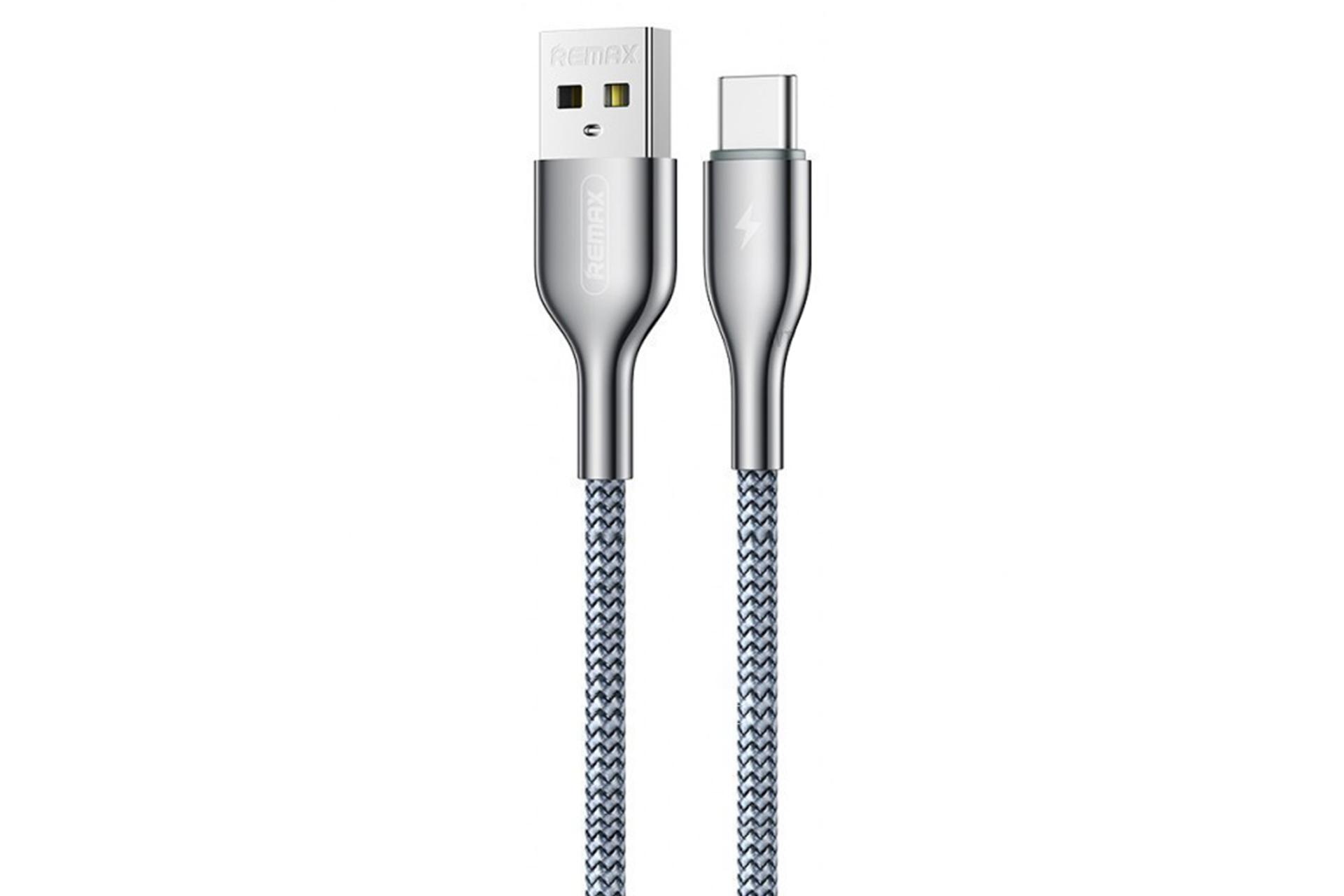 کابل شارژ USB ریمکس USB به Type-C مدل RC-092a Kingpin Series با طول 1 متر نقره ای