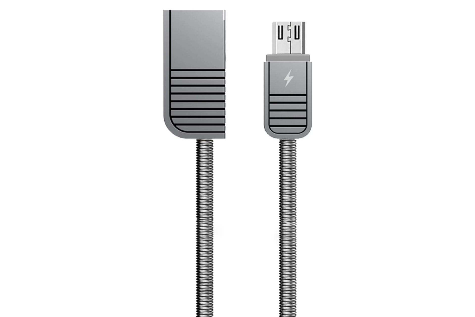 کابل شارژ USB ریمکس USB به Micro-USB مدل RC-088m Linyo Series با طول 1 متر نقره ای