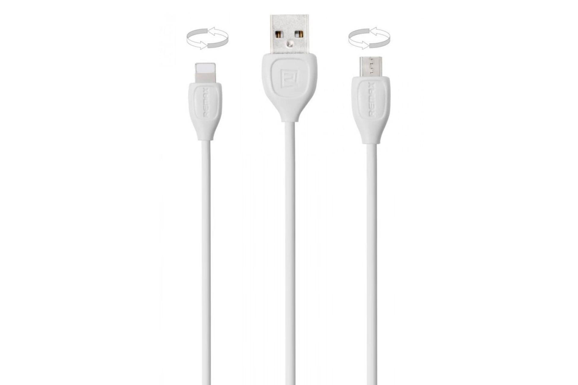 کانکتور کابل شارژ USB ریمکس USB به Micro-USB+Lightning مدل LESU RC-050T 2in1 با طول 2 متر