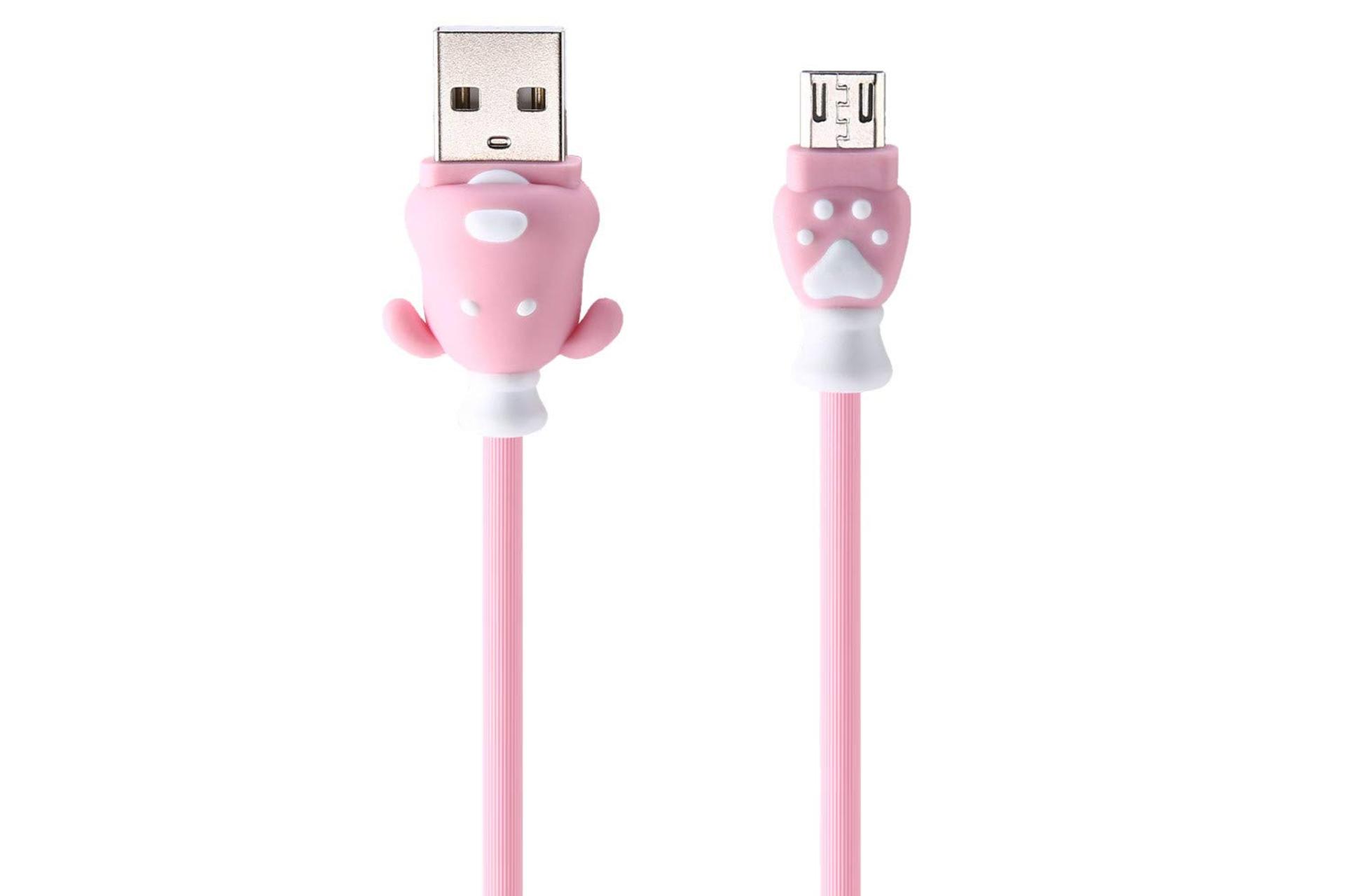 کابل شارژ USB ریمکس USB به Micro-USB مدل RC-106m با طول 1 متر صورتی