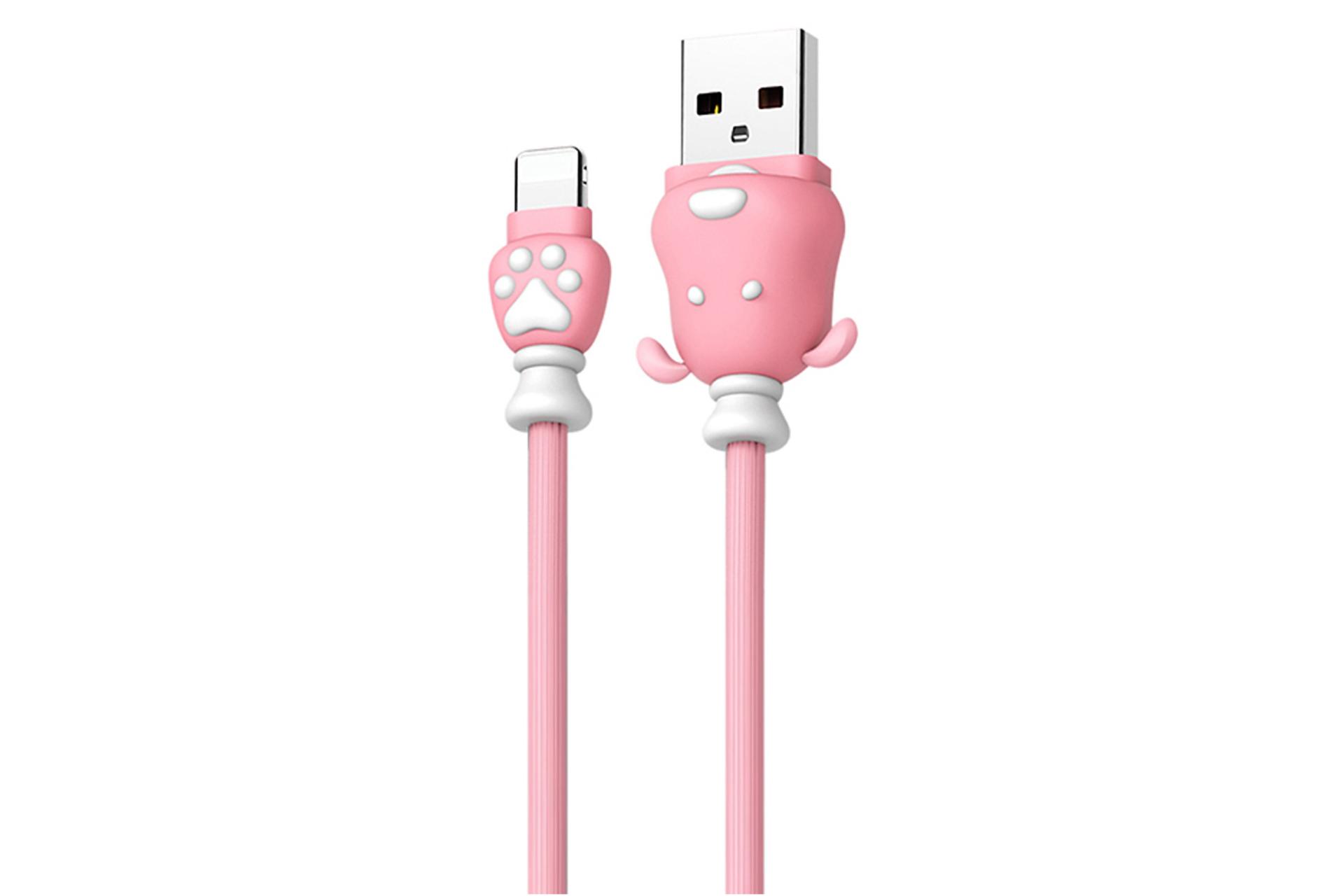 کابل شارژ USB ریمکس USB به Lightning مدل RC-106i با طول 1 متر صورتی