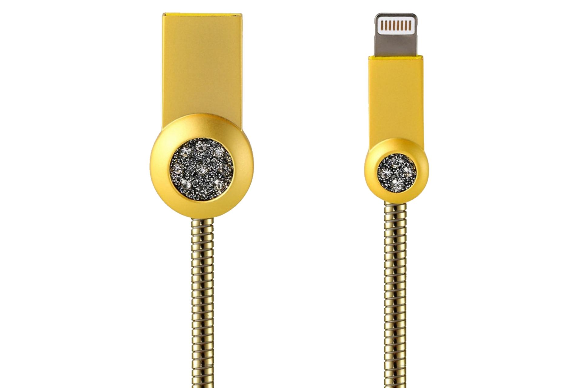 کابل شارژ USB ریمکس USB به Lightning مدل RC-085i Moon Series با طول 1 متر طلایی