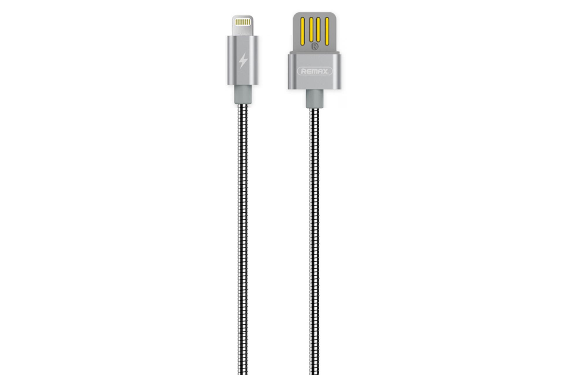 کابل شارژ USB ریمکس USB به Lightning مدل RC-080i با طول 1 متر نقره ای