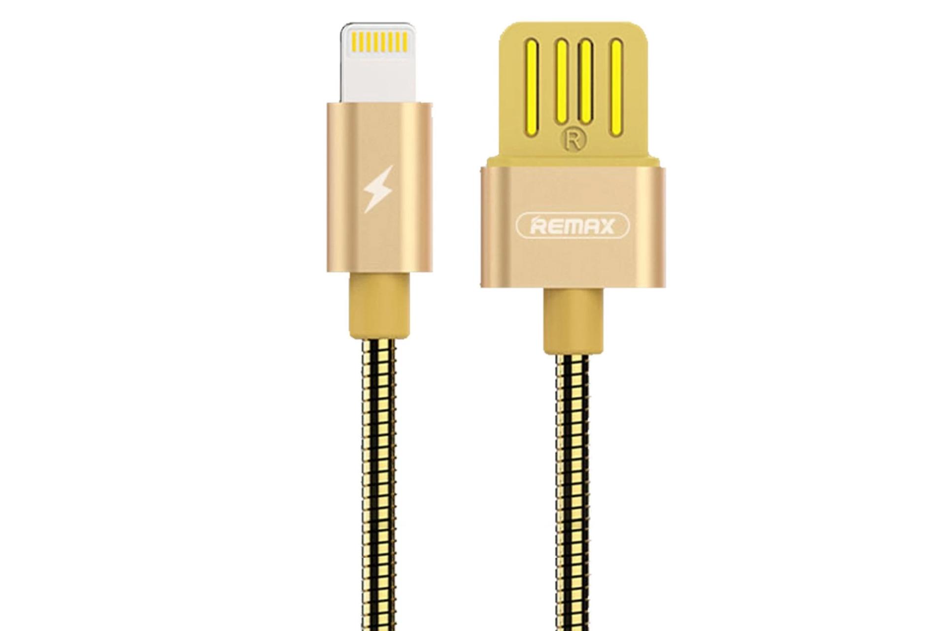 کابل شارژ USB ریمکس USB به Lightning مدل RC-080i با طول 1 متر طلایی