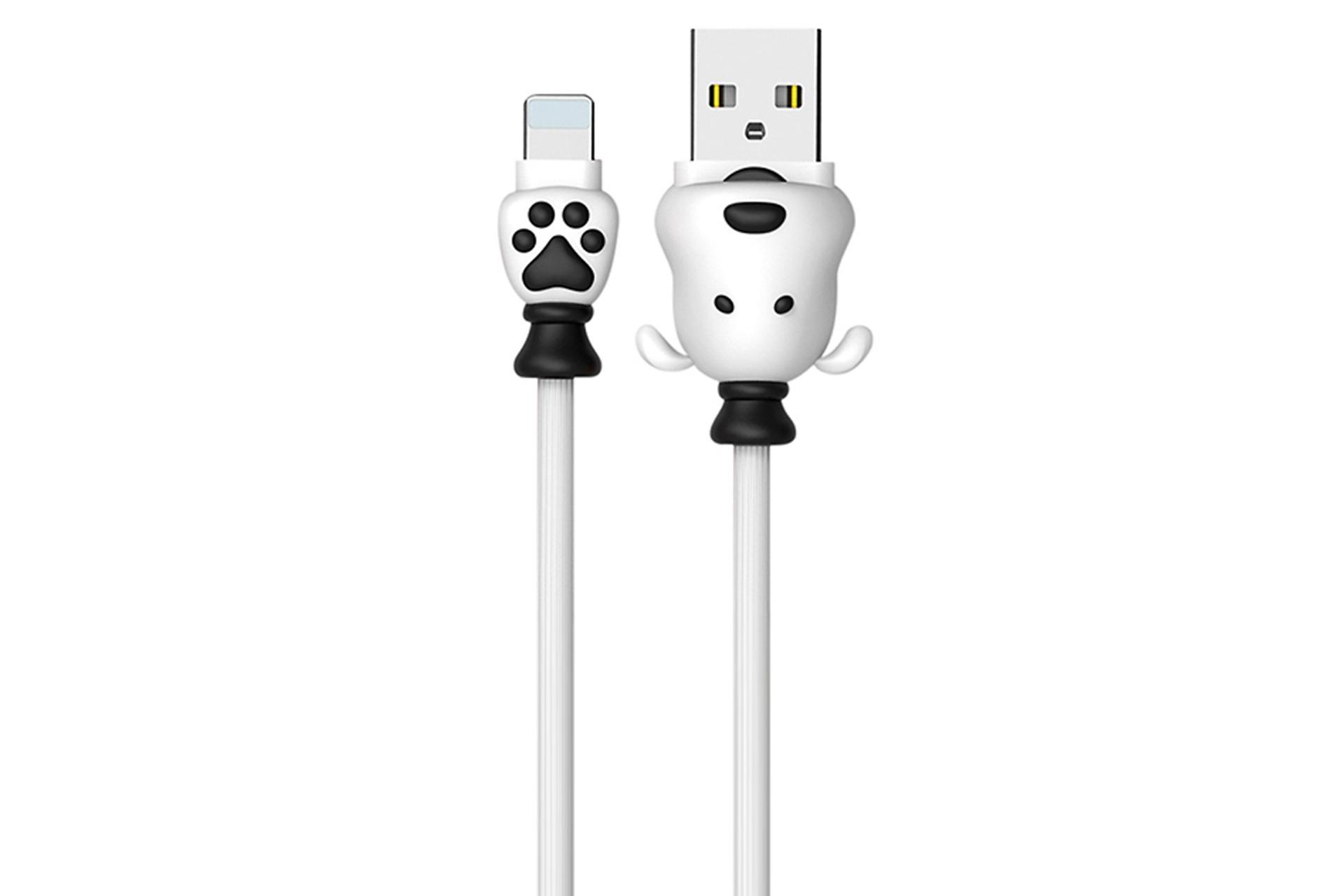 کابل شارژ USB ریمکس USB به Lightning مدل RC-106i با طول 1 متر سفید