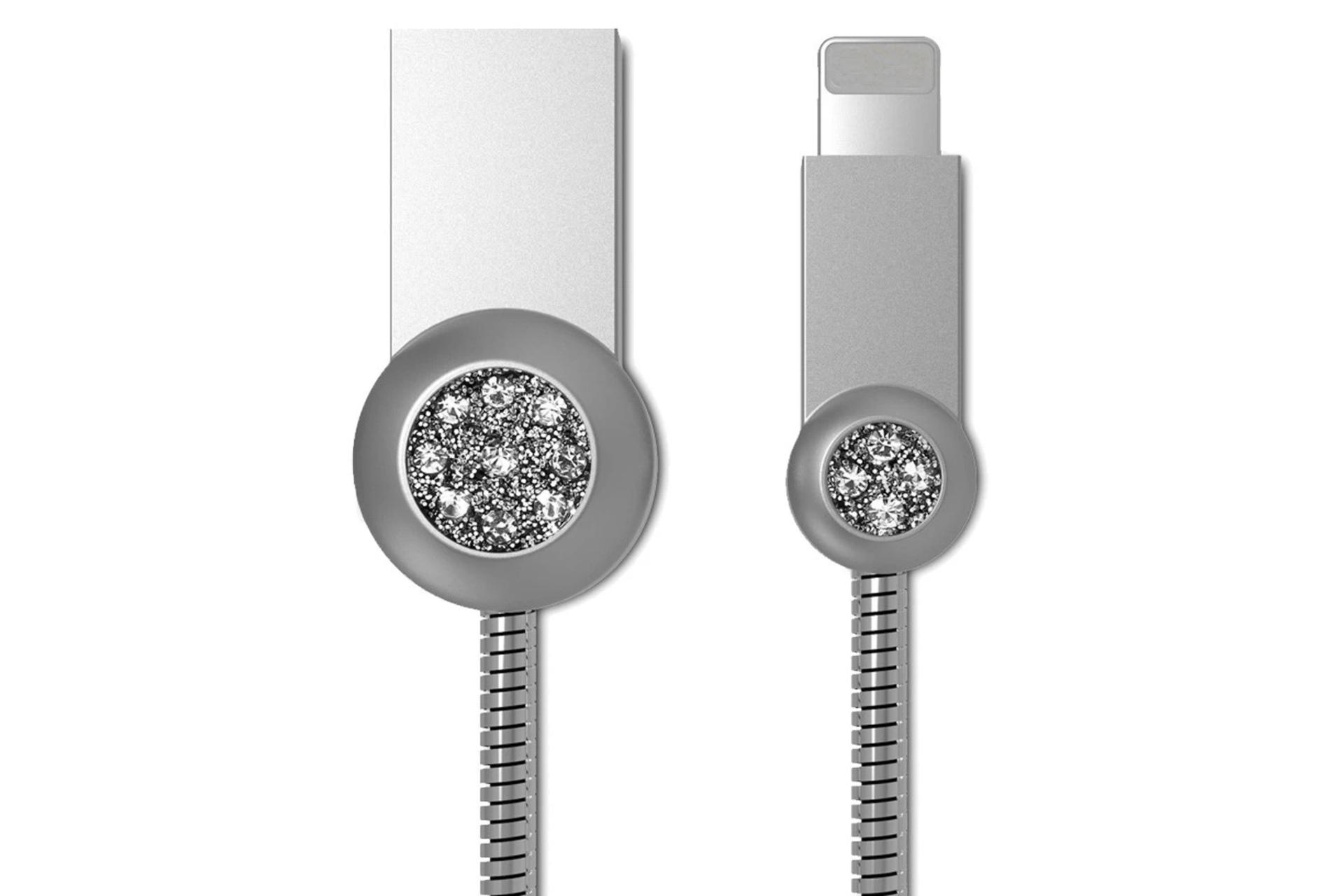 کابل شارژ USB ریمکس USB به Lightning مدل RC-085i Moon Series با طول 1 متر نقره ای