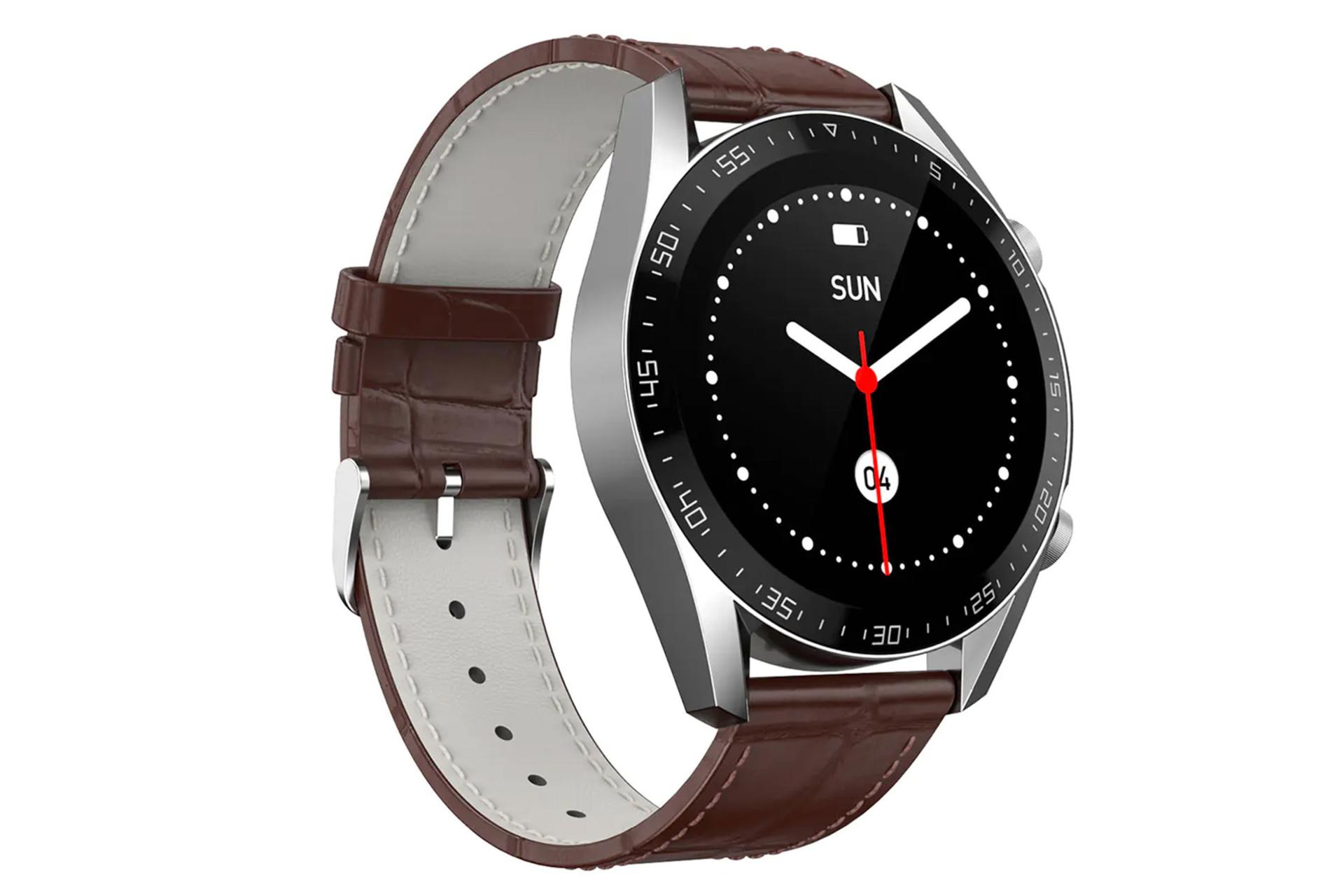 نمای نیمرخ چپ ساعت هوشمند G-TAB GTS رنگ قهوه‌ای