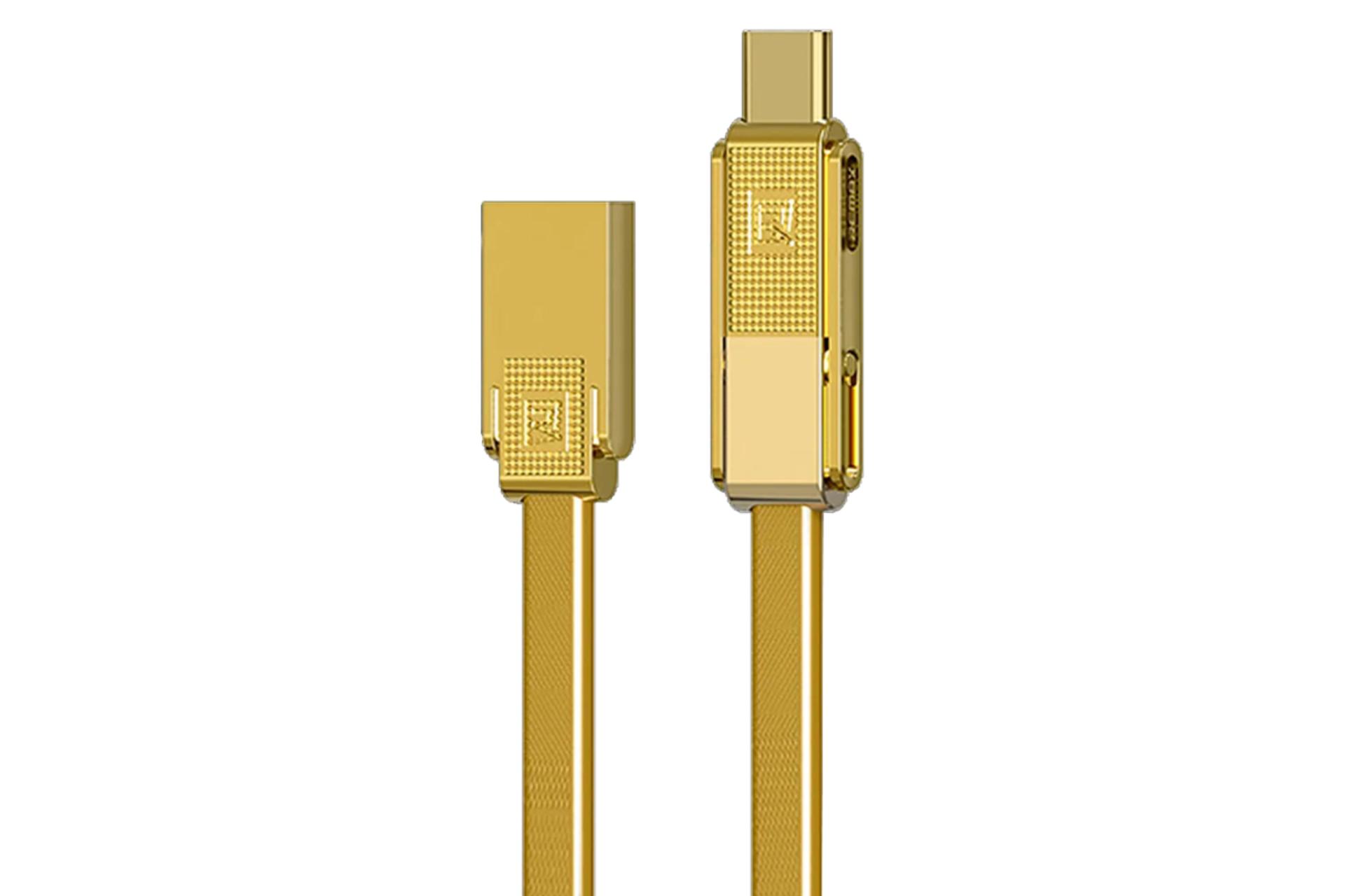کابل شارژ USB ریمکس USB به Type-C+Micro-USB+Lightning مدل Gplex 3in1 Rc-070th با طول 1 متر طلایی