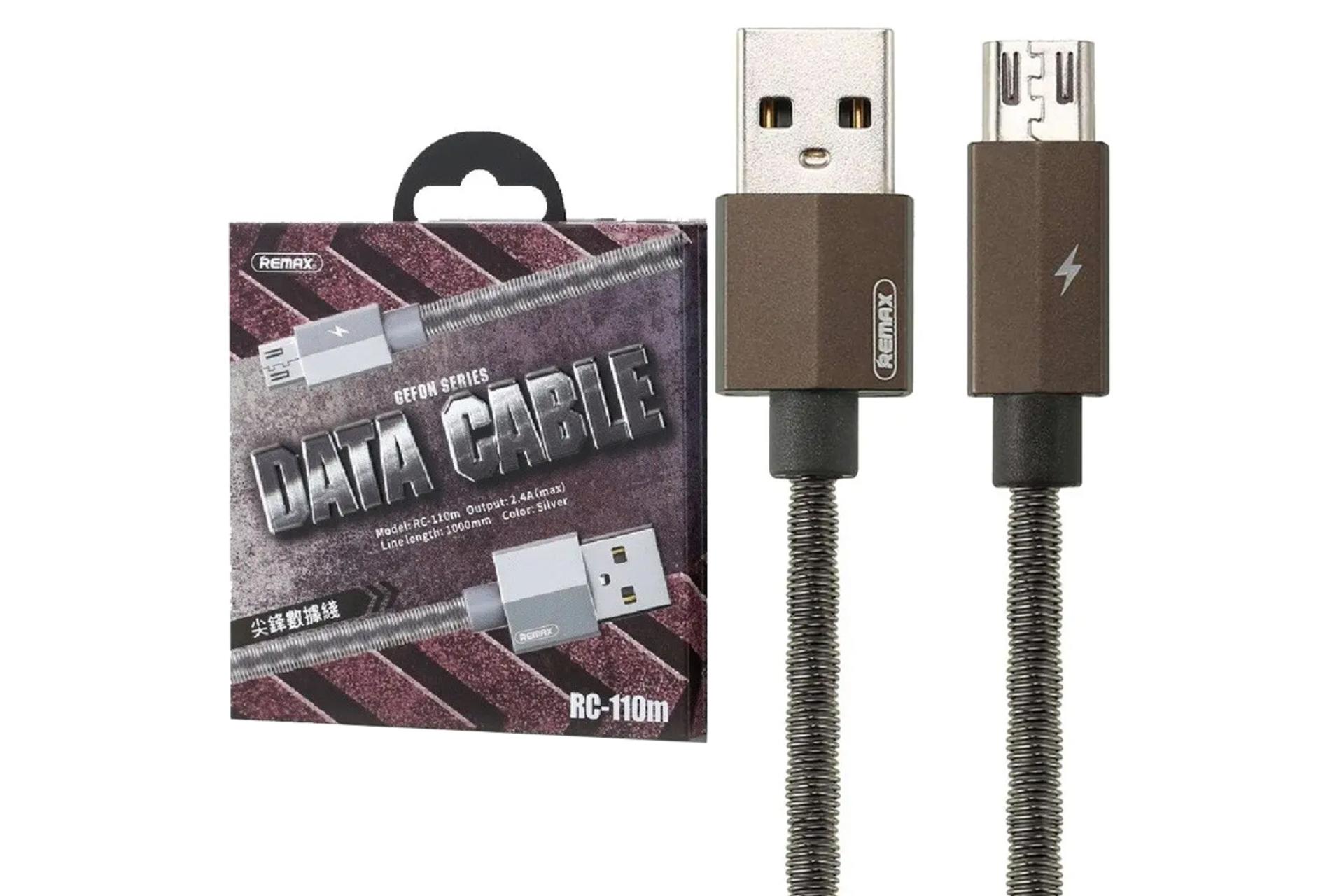 جعبه کابل شارژ USB ریمکس USB به Micro-USB مدل RC-110m Gefon Series با طول 1 متر