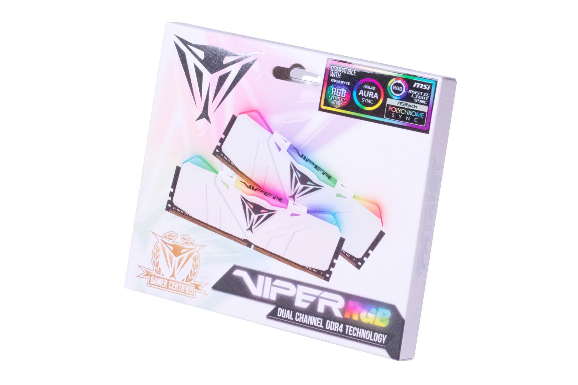 جعبه مدل سفید رنگ رم پاتریوت Patriot Viper RGB 16GB (2x8) DDR4-4000 CL19