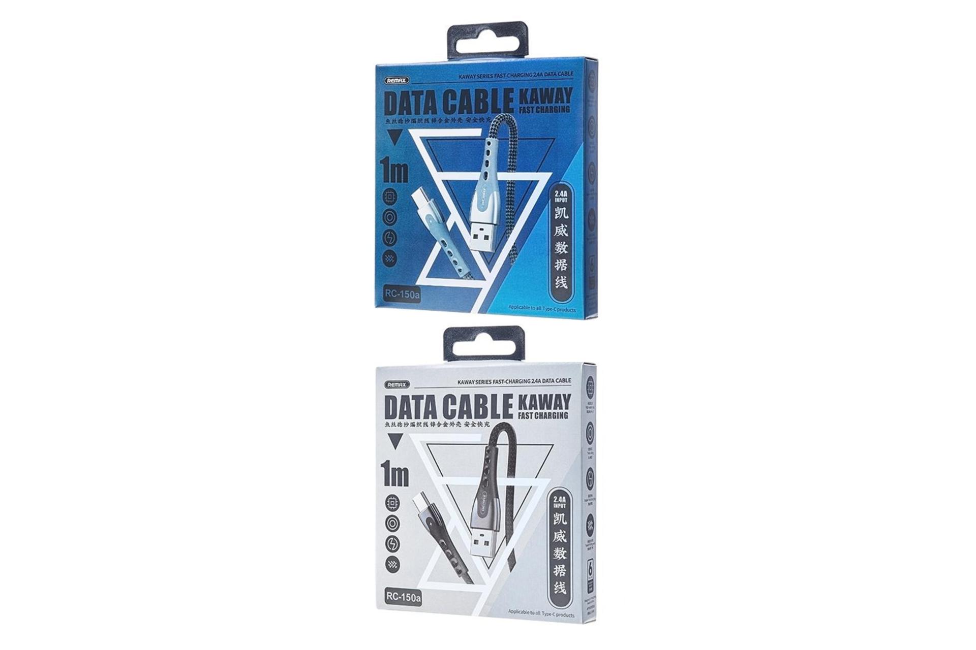 جعبه کابل شارژ USB ریمکس USB به Type-C مدل RC-150a KAWAY Series با طول 1 متر