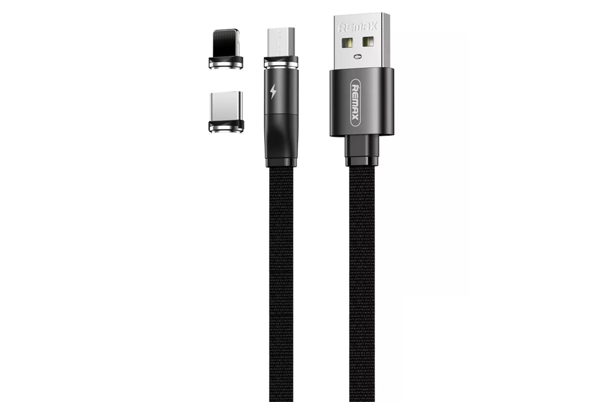 کابل شارژ USB ریمکس USB به Type-C+Micro-USB+Lightning مدل RC-169th 3in1 با طول 1 متر مشکی 