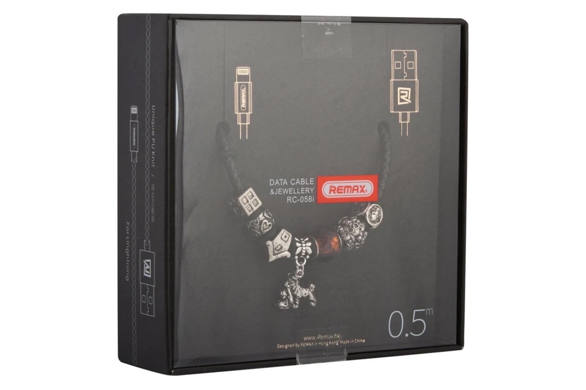جعبه کابل شارژ USB ریمکس USB به Lightning مدل RC-058i Jewellery با طول 0.5 متر
